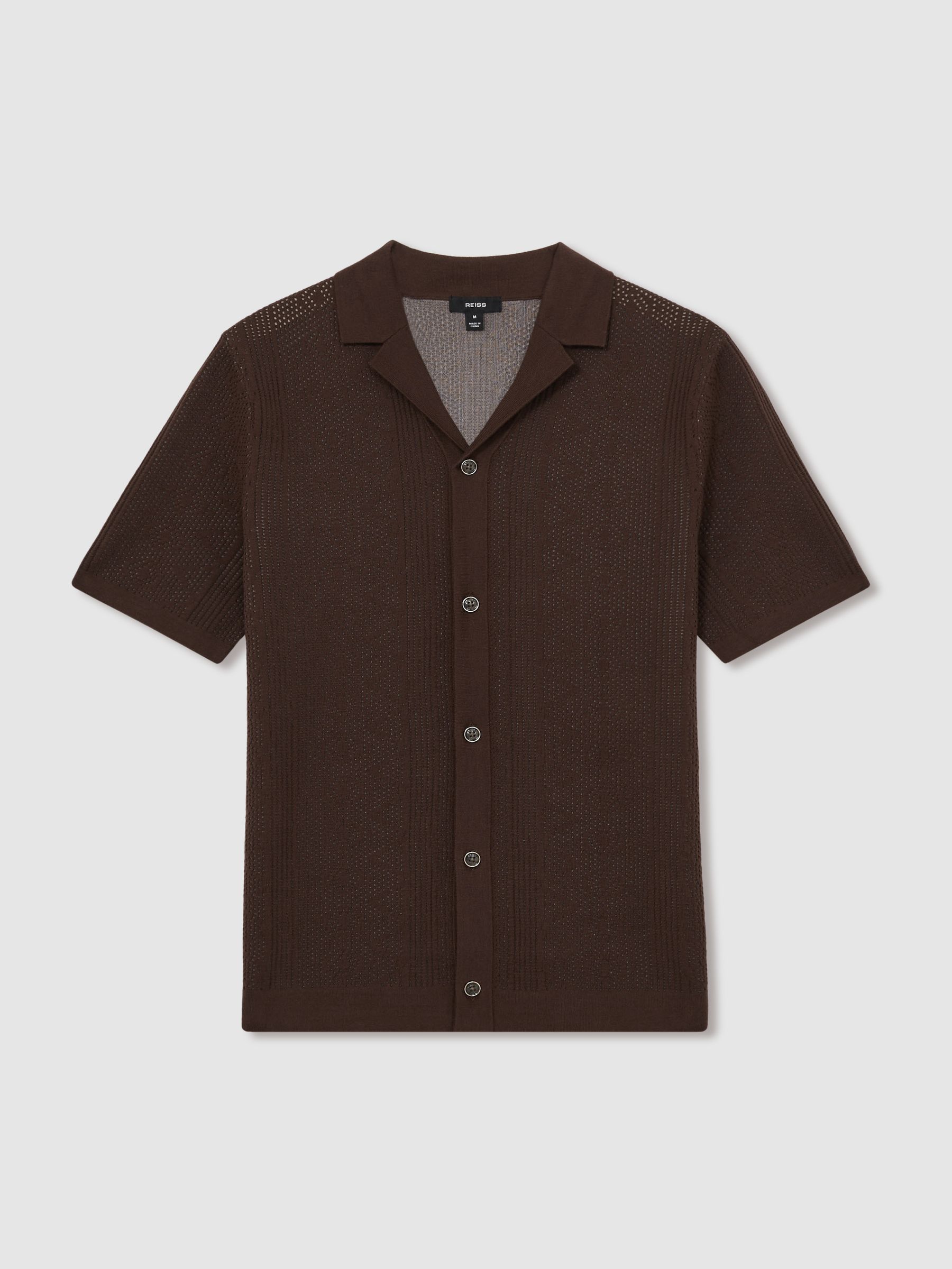 Textured Knit Short Sleeve Shirt in Chocolate Brown - Image 2 of 6