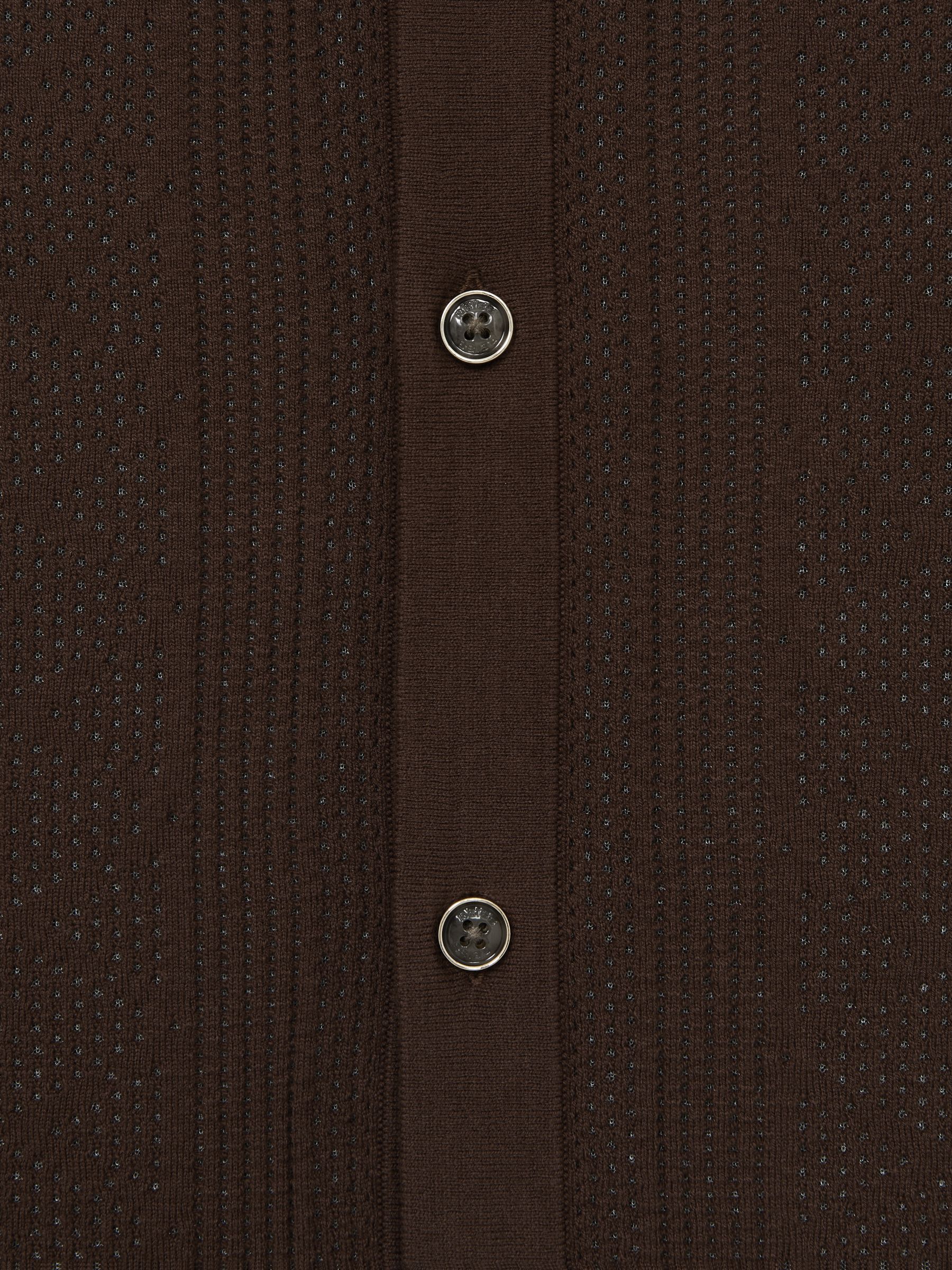 Textured-Knit Short-Sleeve Shirt in Chocolate Brown - Image 6 of 6