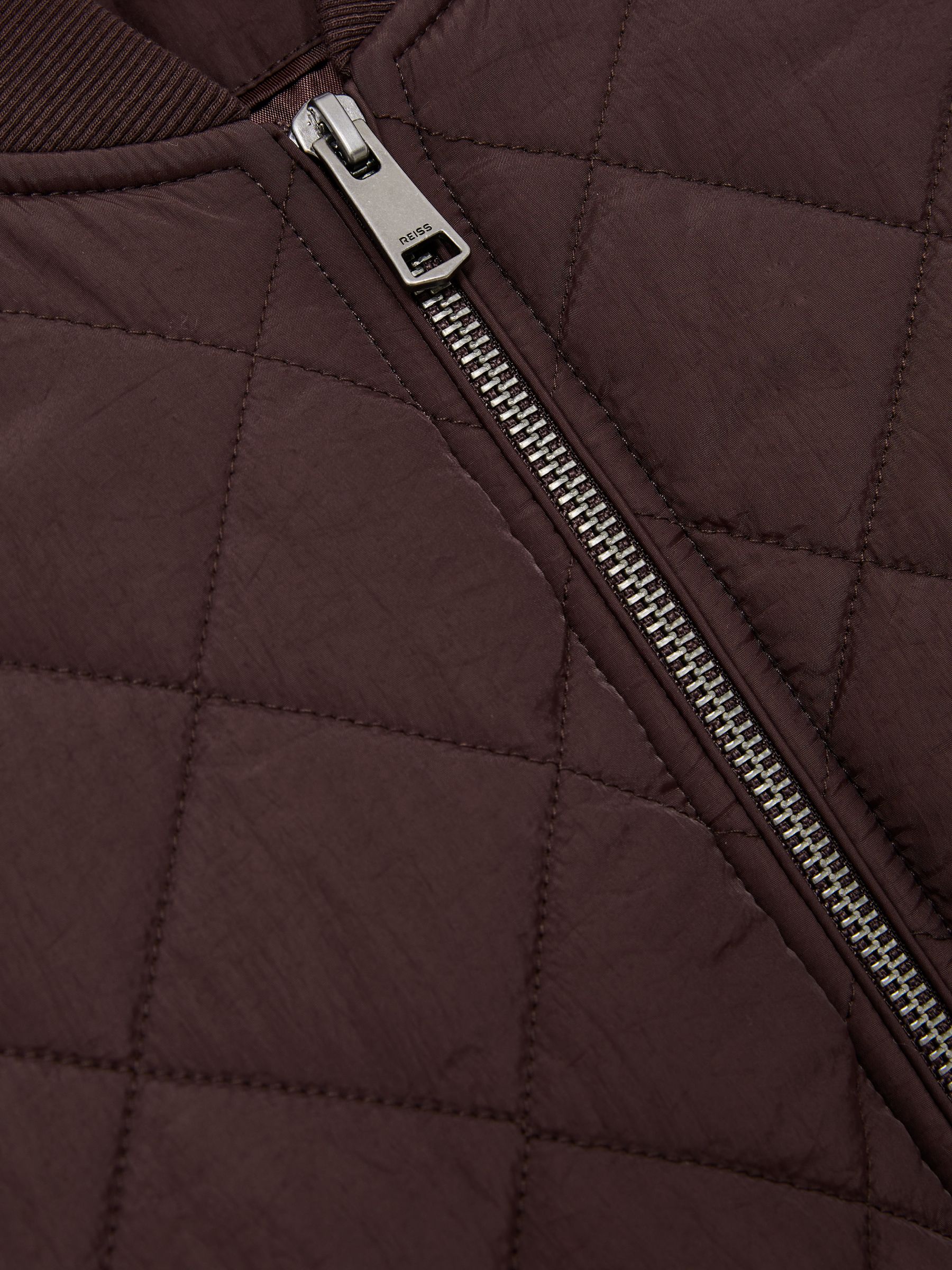Quilted Printed Bomber Jacket in Burgundy - Image 6 of 6