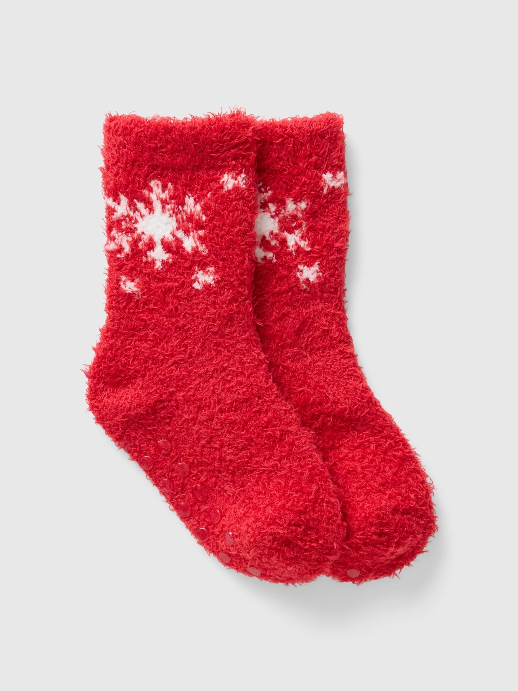 Red Snowflake Cosy Fluffy Christmas Socks (Newborn-5yrs) - Image 1 of 1