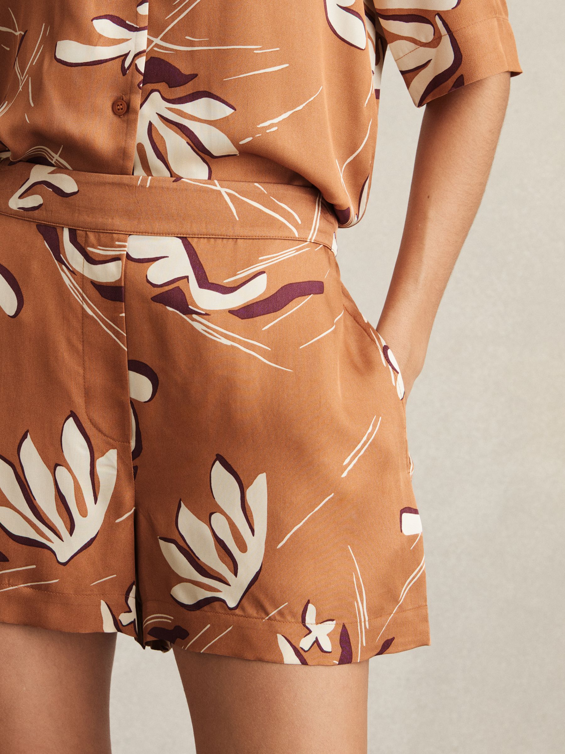 Printed Twill Shorts in Orange - Image 4 of 6