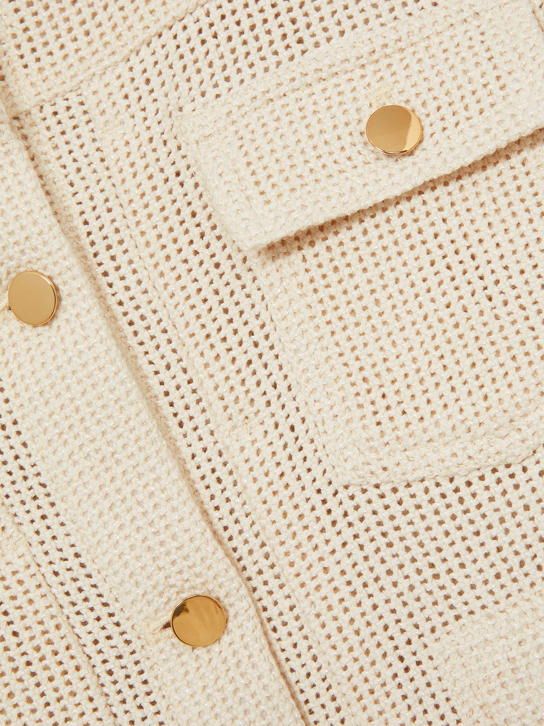 Cotton-Blend Textured Trucker Jacket in Neutral - Image 7 of 7
