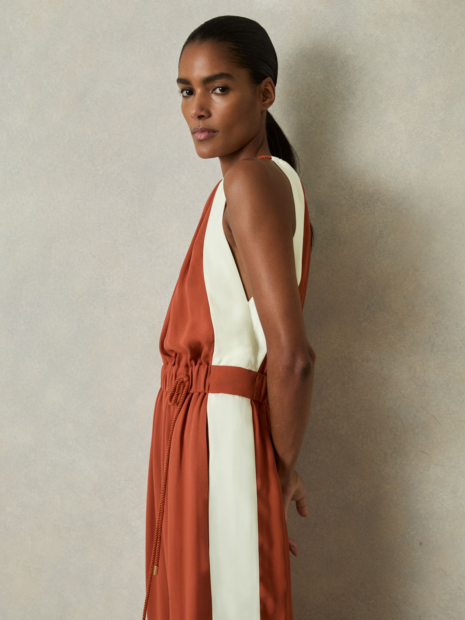 Colour-Block Rope-Cord Jumpsuit in Orange - image 4