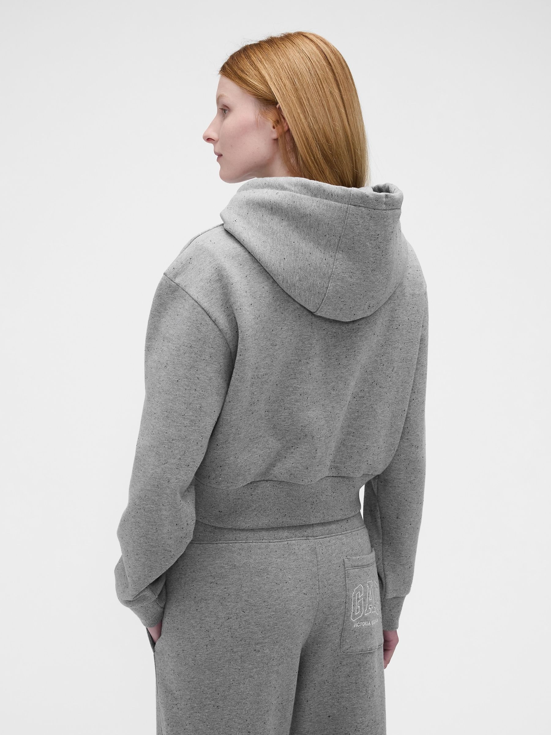 Gap x Victoria Beckham Grey Heavyweight Logo Crop Hoodie - Image 2 of 7