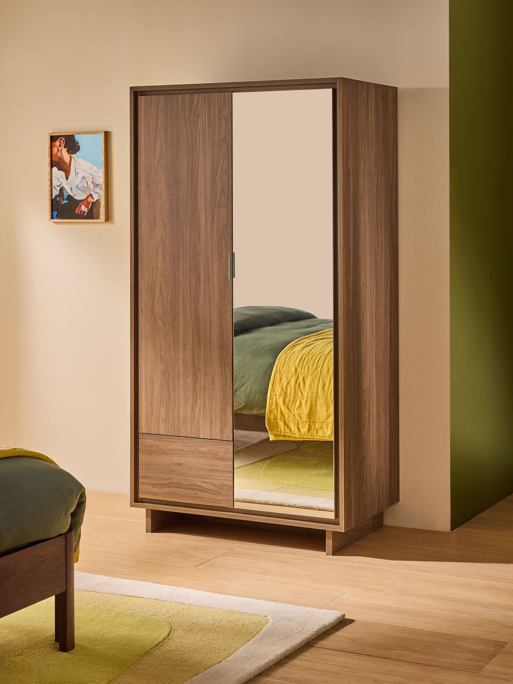 Kaci Mirror Double Wardrobe in Dark Walnut Effect - Image 1 of 6
