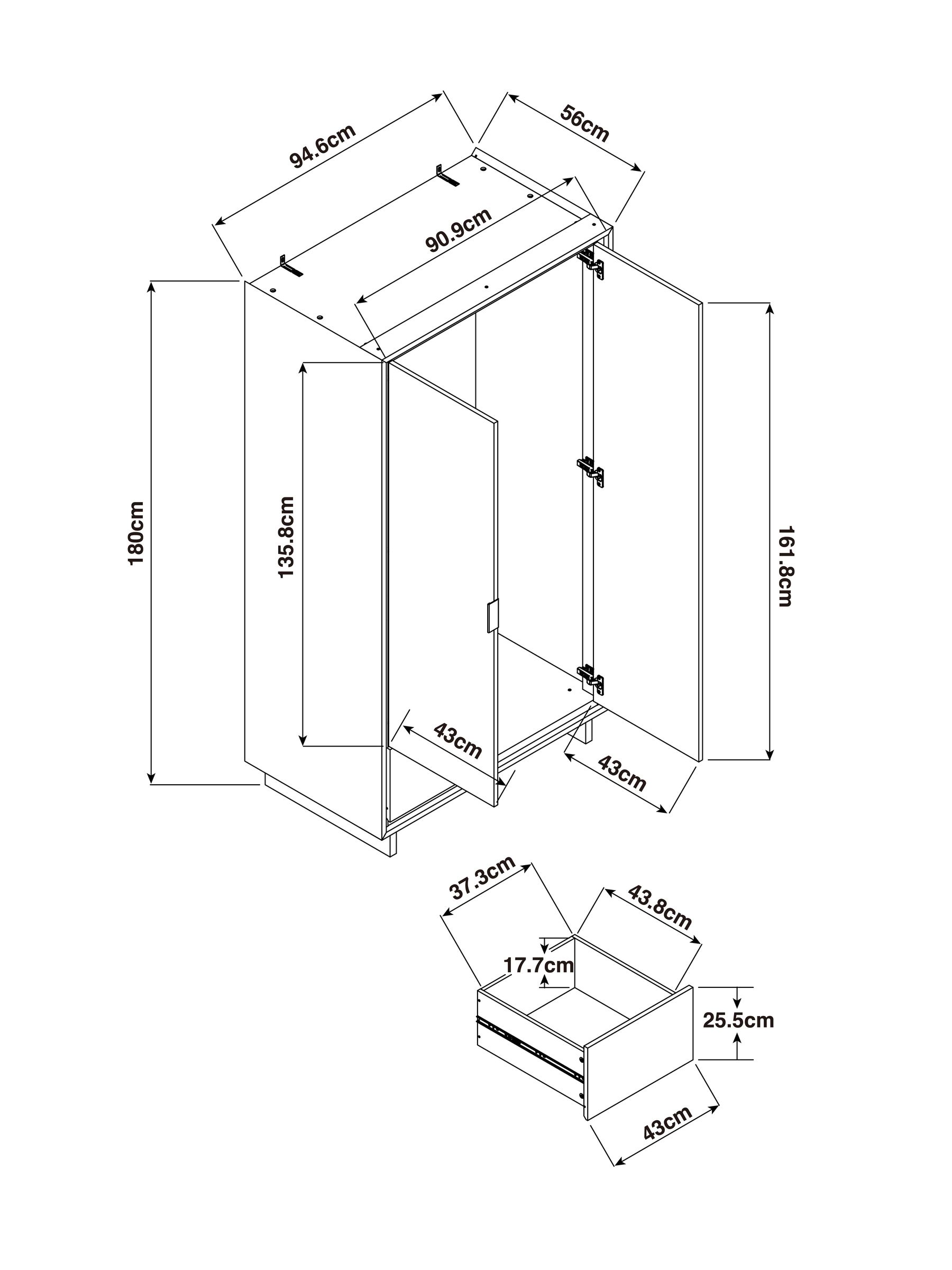 Kaci Mirror Double Wardrobe in Dark Walnut Effect - Image 4 of 6