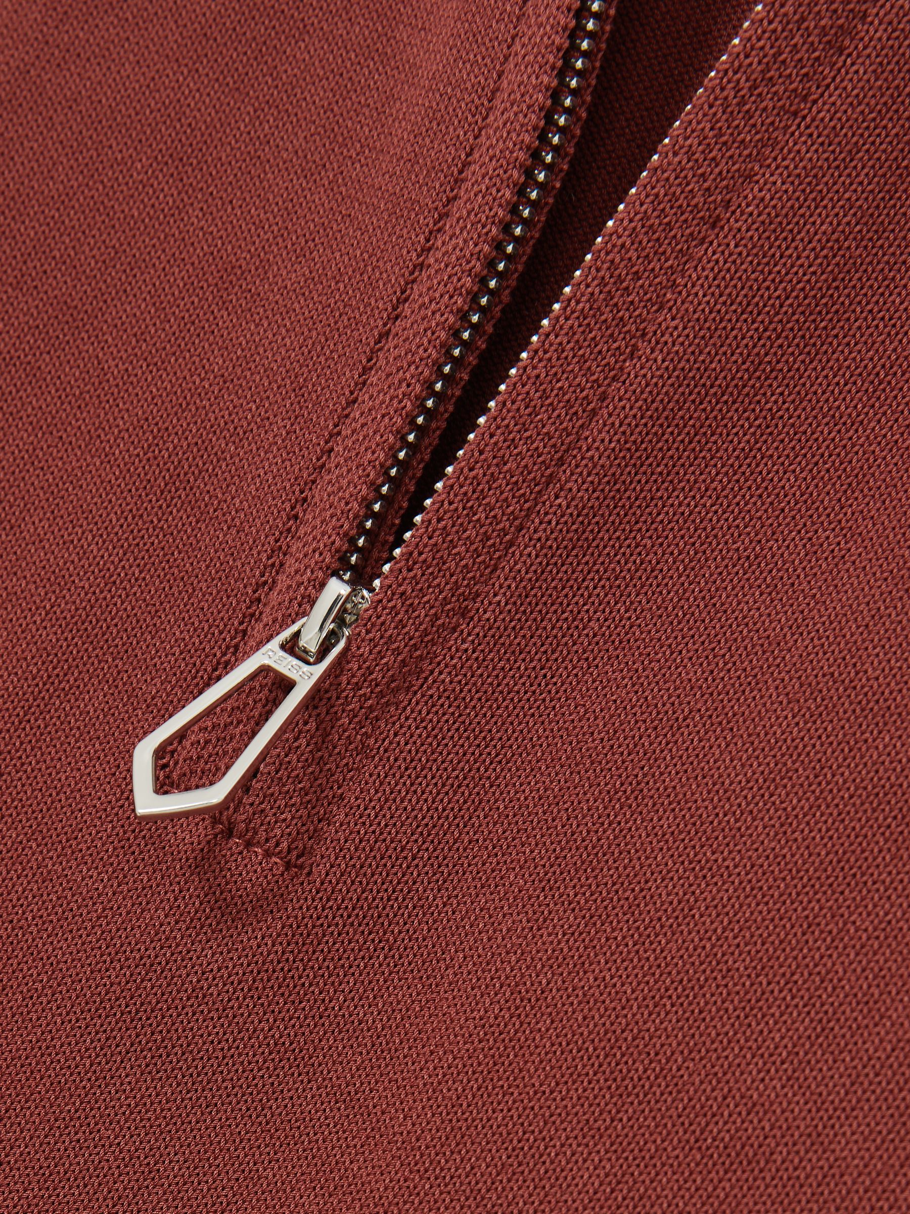 Cotton Half-Zip Knitted Polo Shirt in Rust - Image 6 of 6