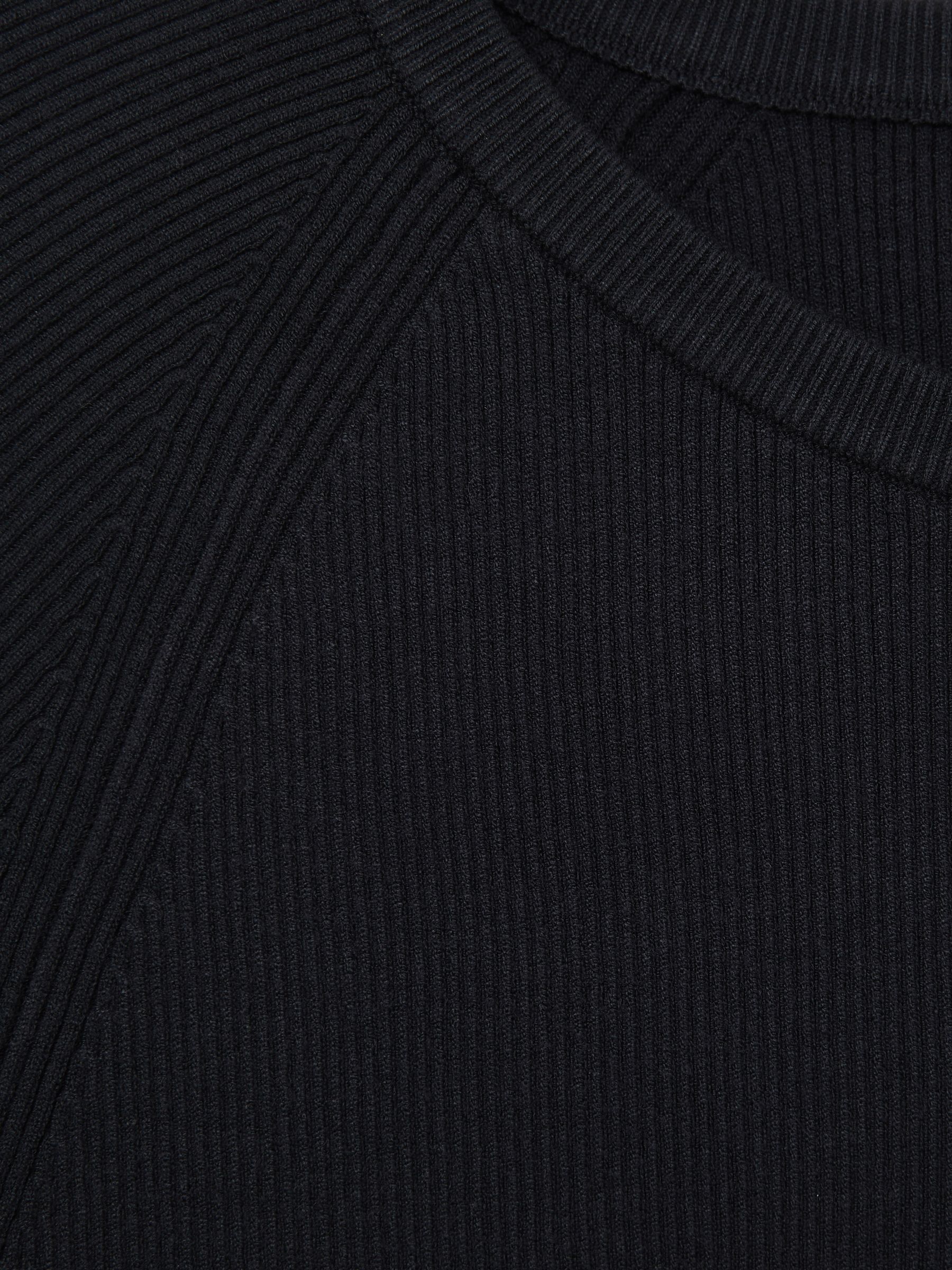 Ribbed Knit Crew T-Shirt in Navy - Image 6 of 6