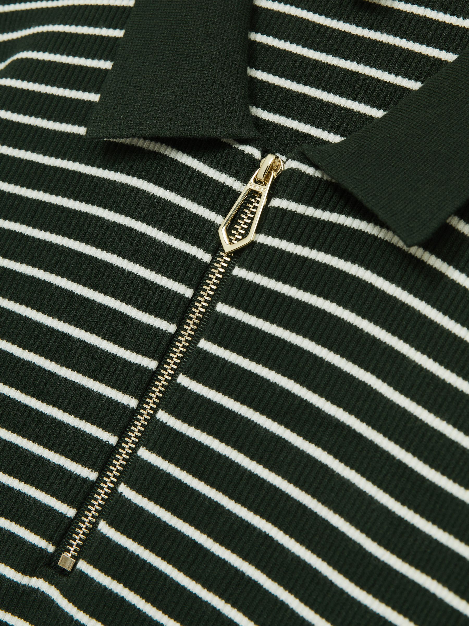Half-Zip Stripe Polo Shirt in Forest Green - Image 6 of 6