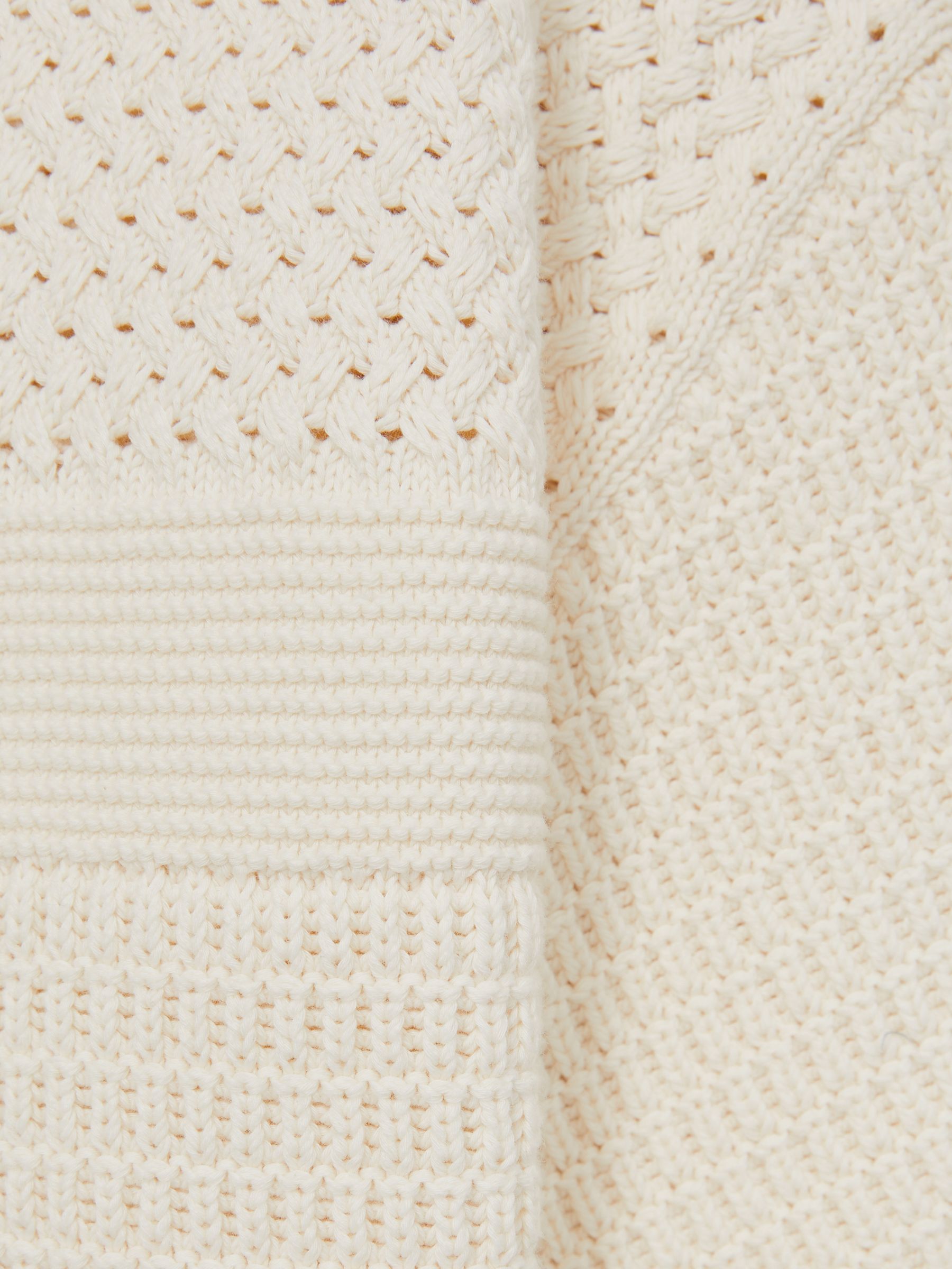 Cotton Textured-Knit Polo Shirt in Off White - Image 5 of 5