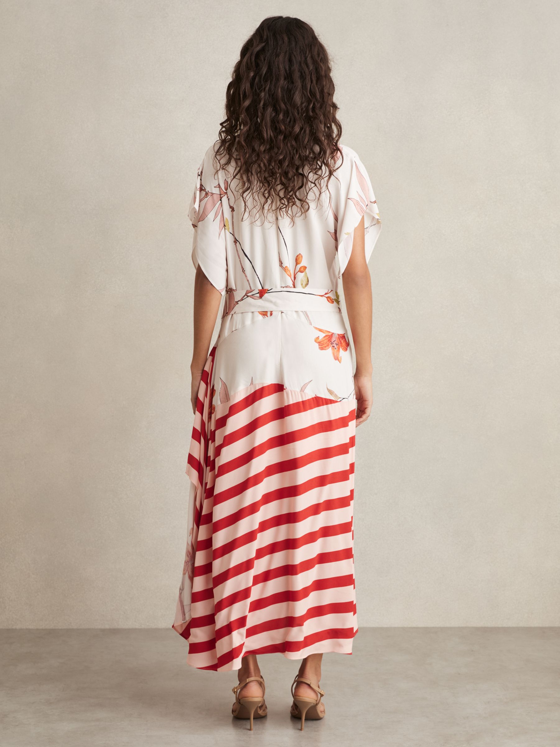 Floral Stripe-Print Maxi Dress in Ivory/Red - Image 4 of 6
