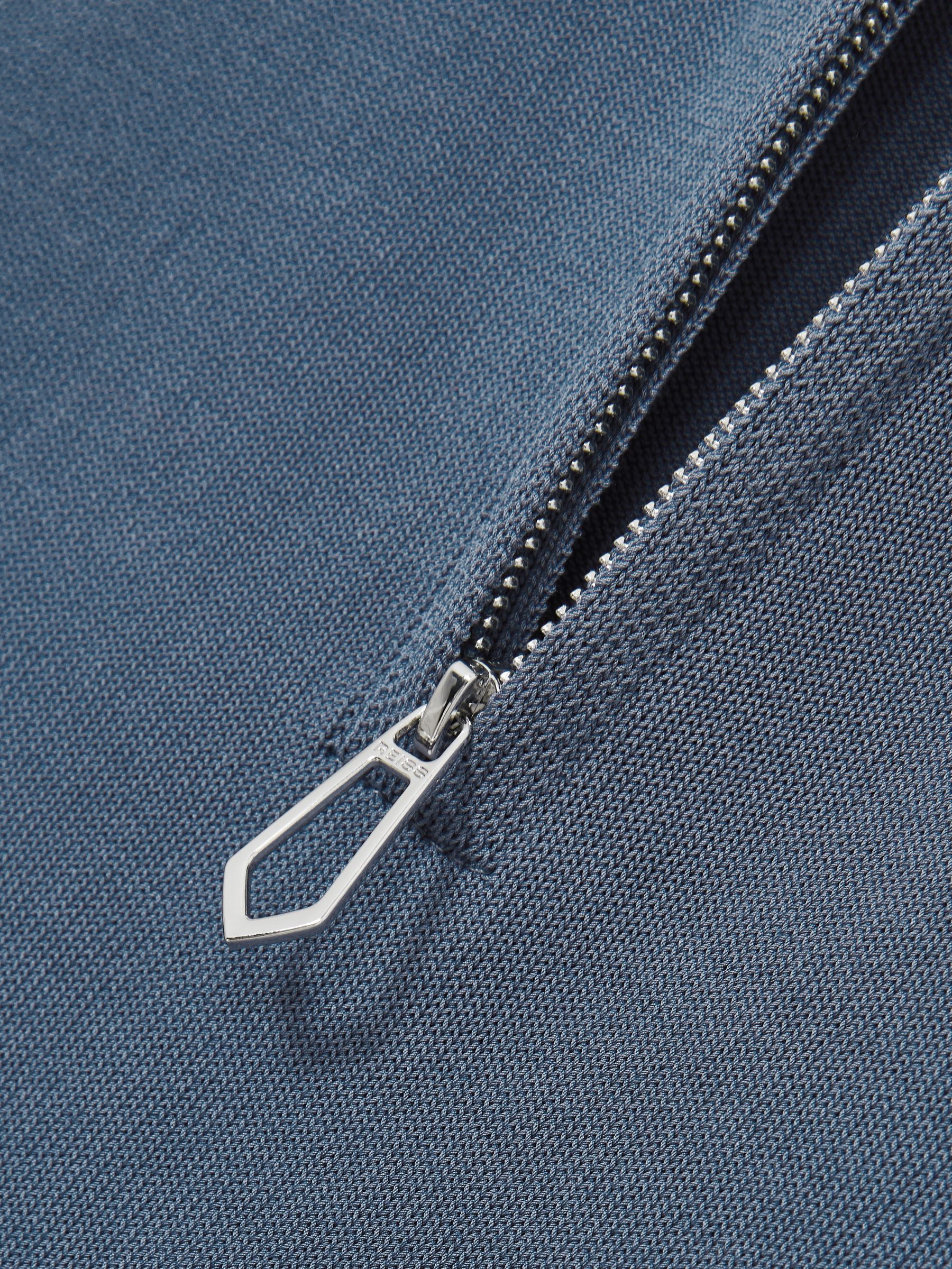 Cotton Half-Zip Knitted Polo Shirt in Airforce Blue - Image 7 of 7