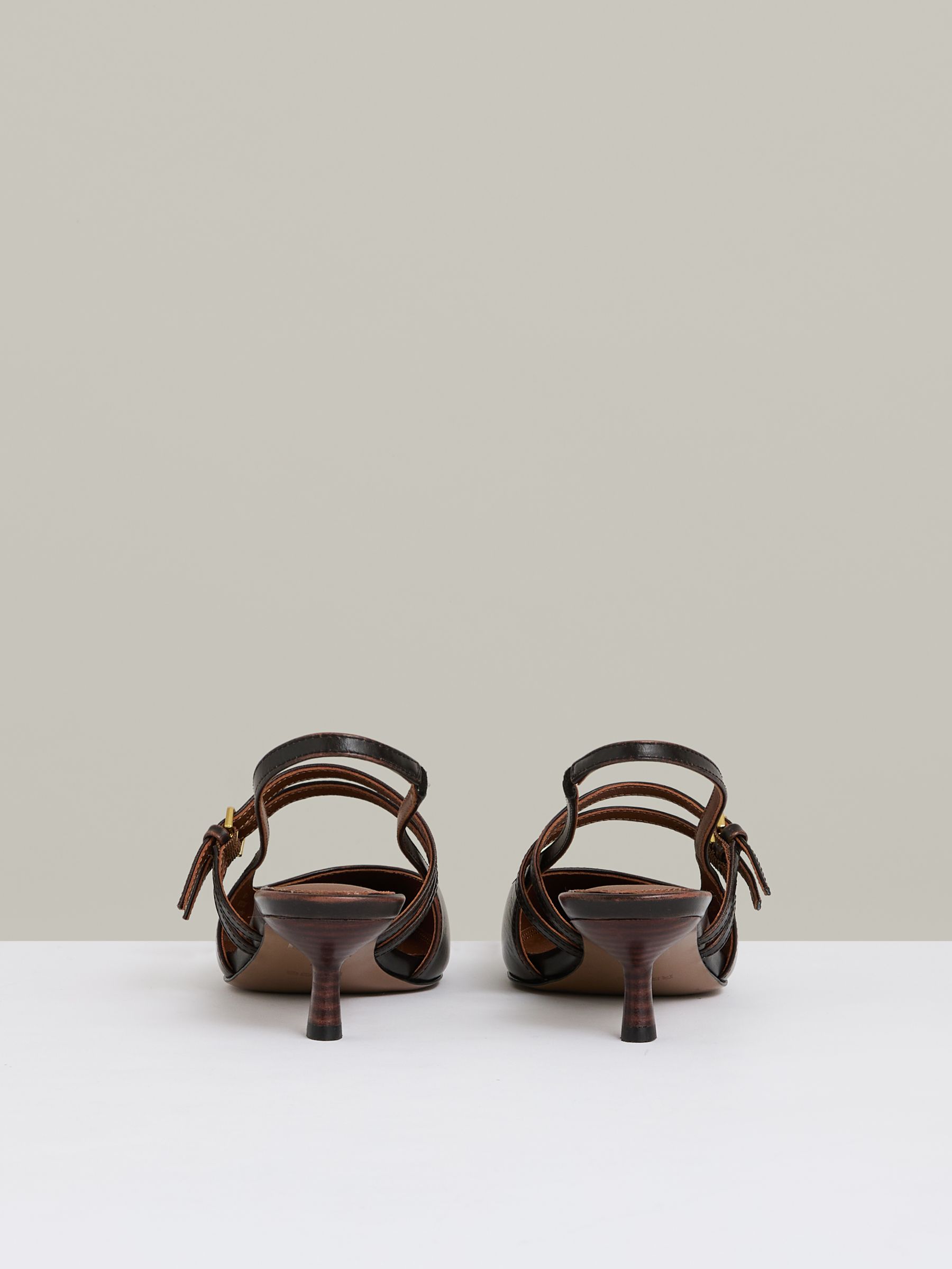 Leather Slingback Buckle Court Shoes in Chocolate - image 4