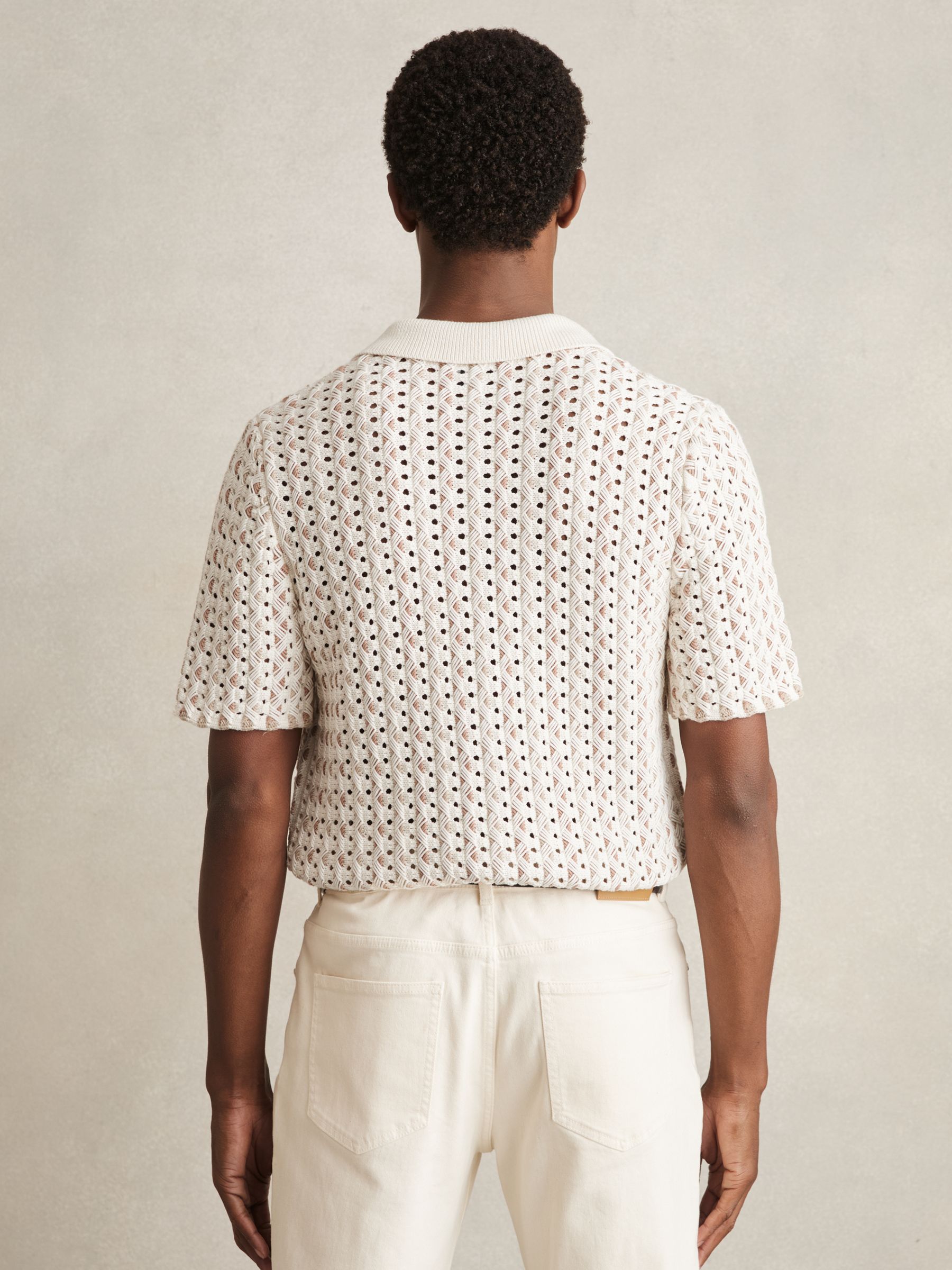 Textured-Knit Cuban-Collar Shirt in Natural - Image 7 of 8