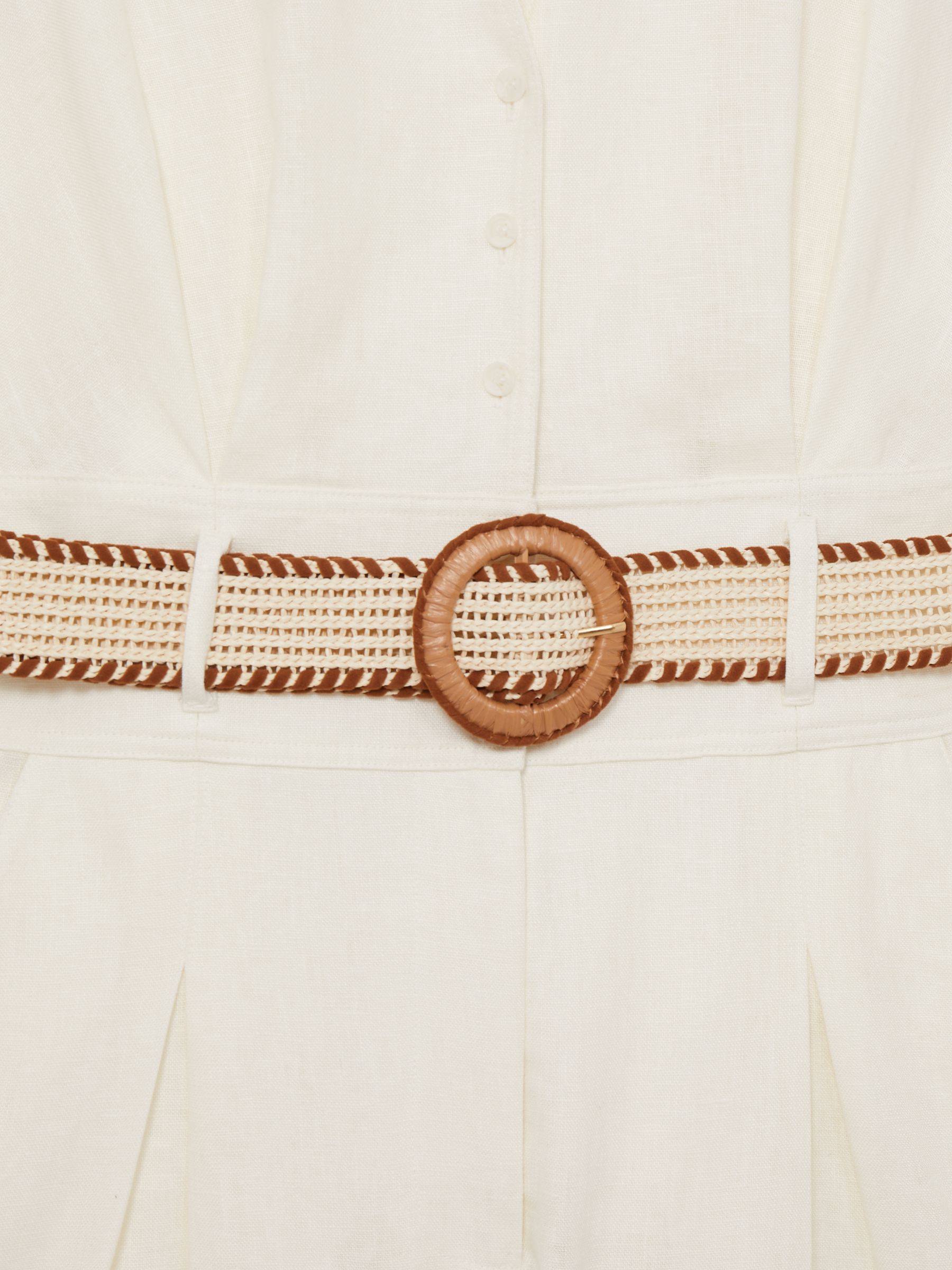 Linen Belted Collar Playsuit in Cream - Image 6 of 6