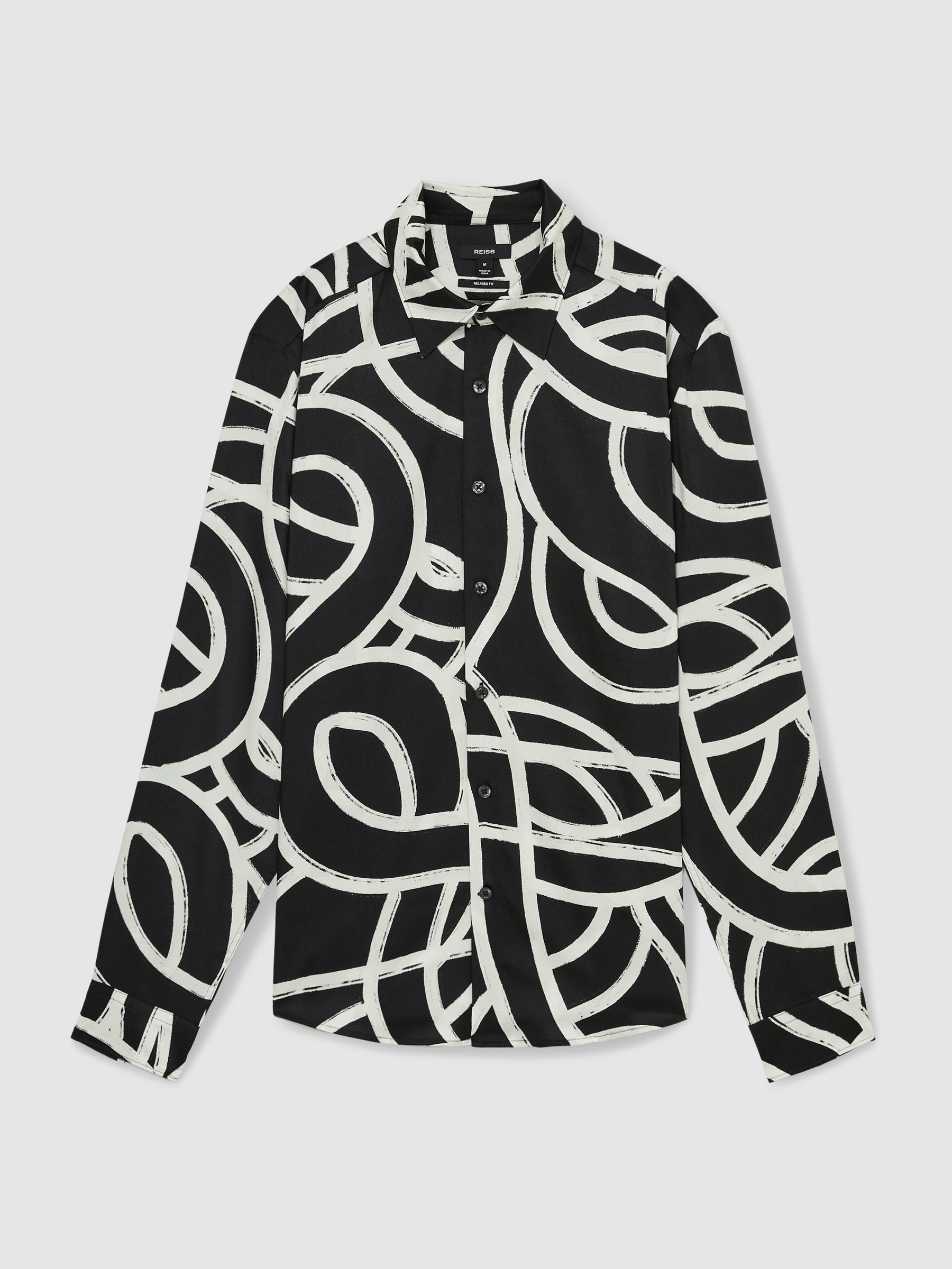 Abstract Painted Print Shirt in Black/White - Image 2 of 7