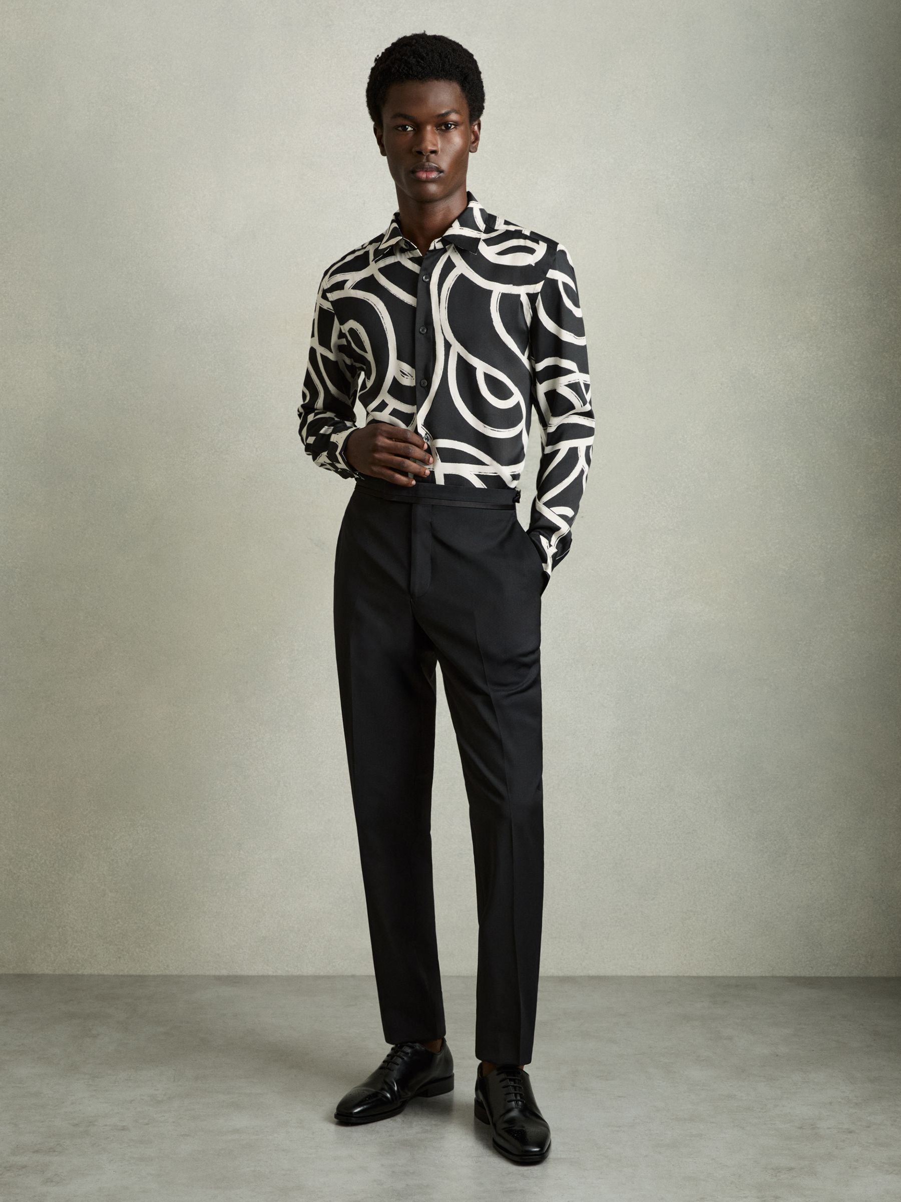 Abstract Painted Print Shirt in Black/White - Image 4 of 7