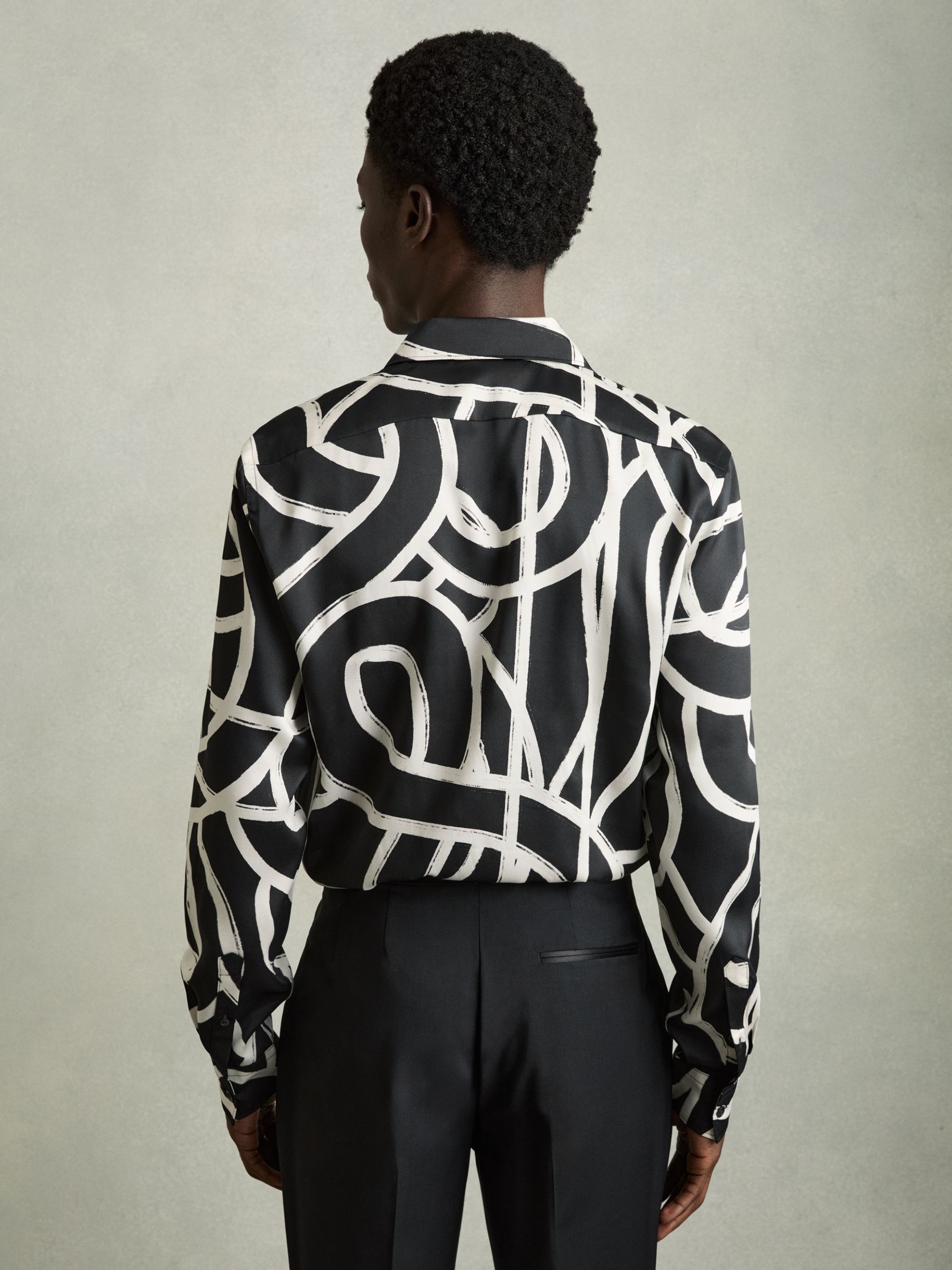Abstract Painted Print Shirt in Black/White - Image 5 of 7
