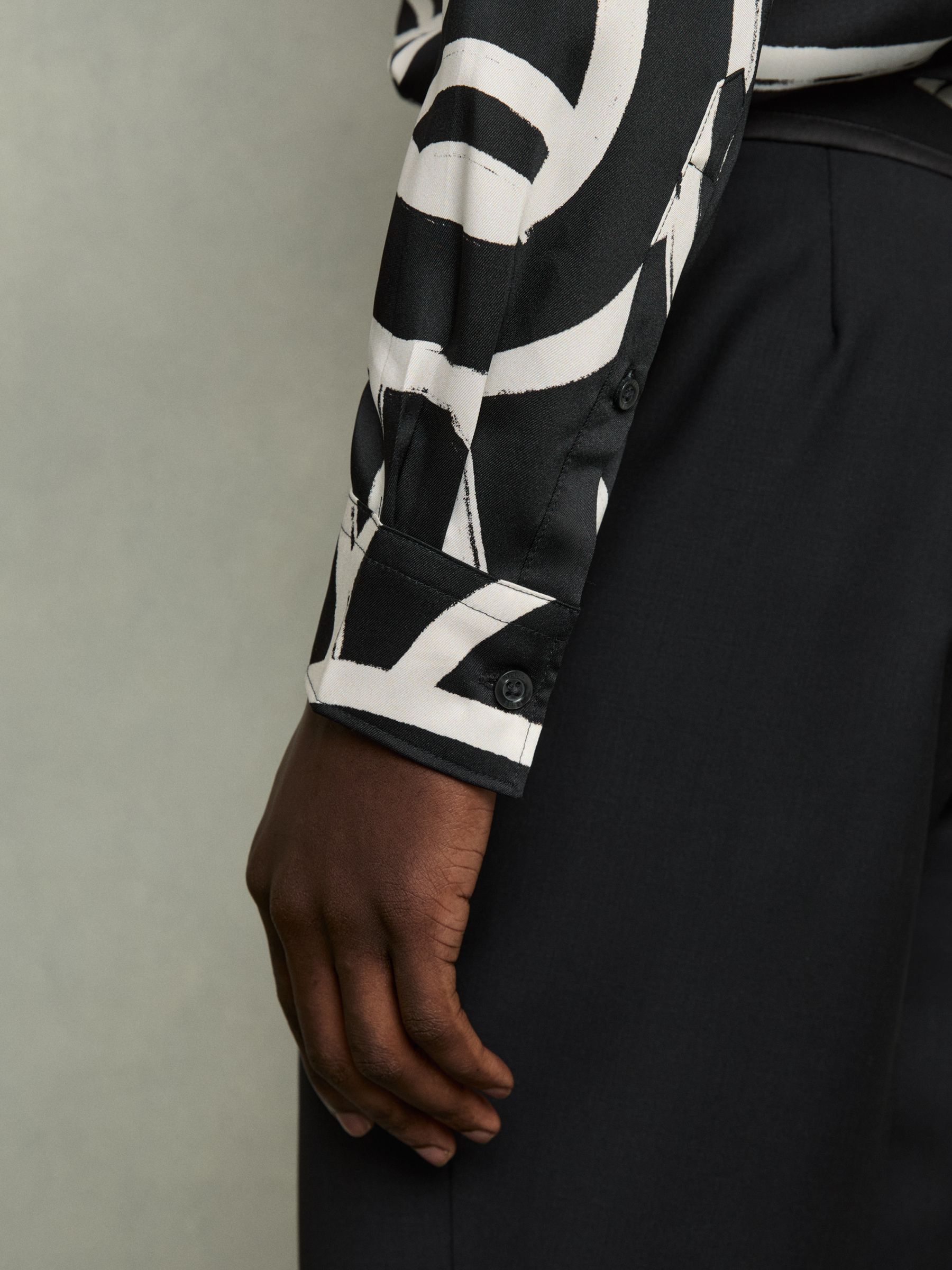 Abstract Painted Print Shirt in Black/White - Image 6 of 7