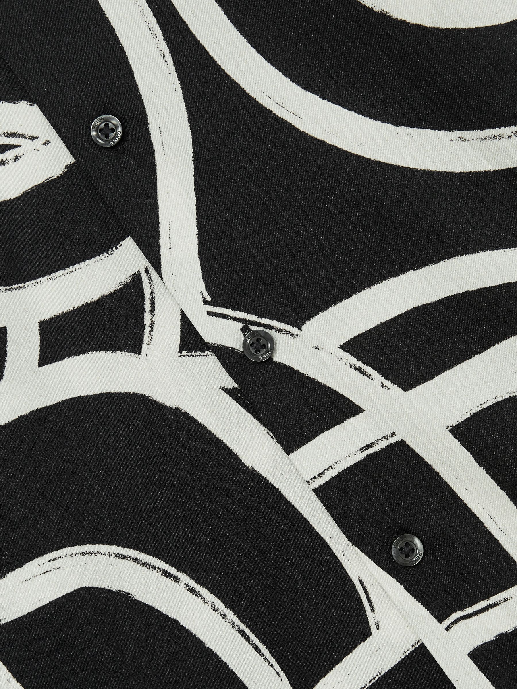 Abstract Painted Print Shirt in Black/White - Image 7 of 7