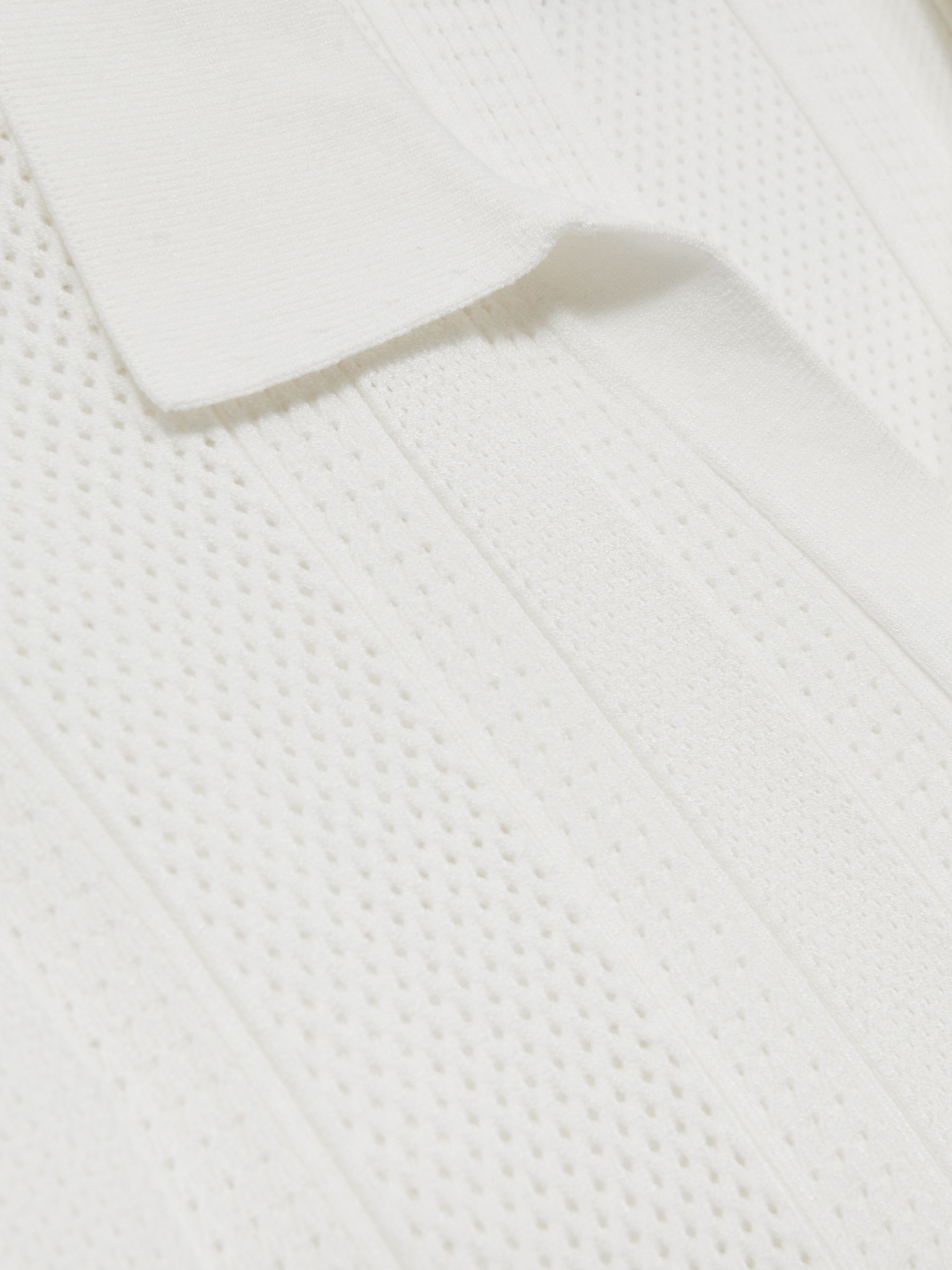 Textured-Stripe Knitted Polo Shirt in White - Image 7 of 7