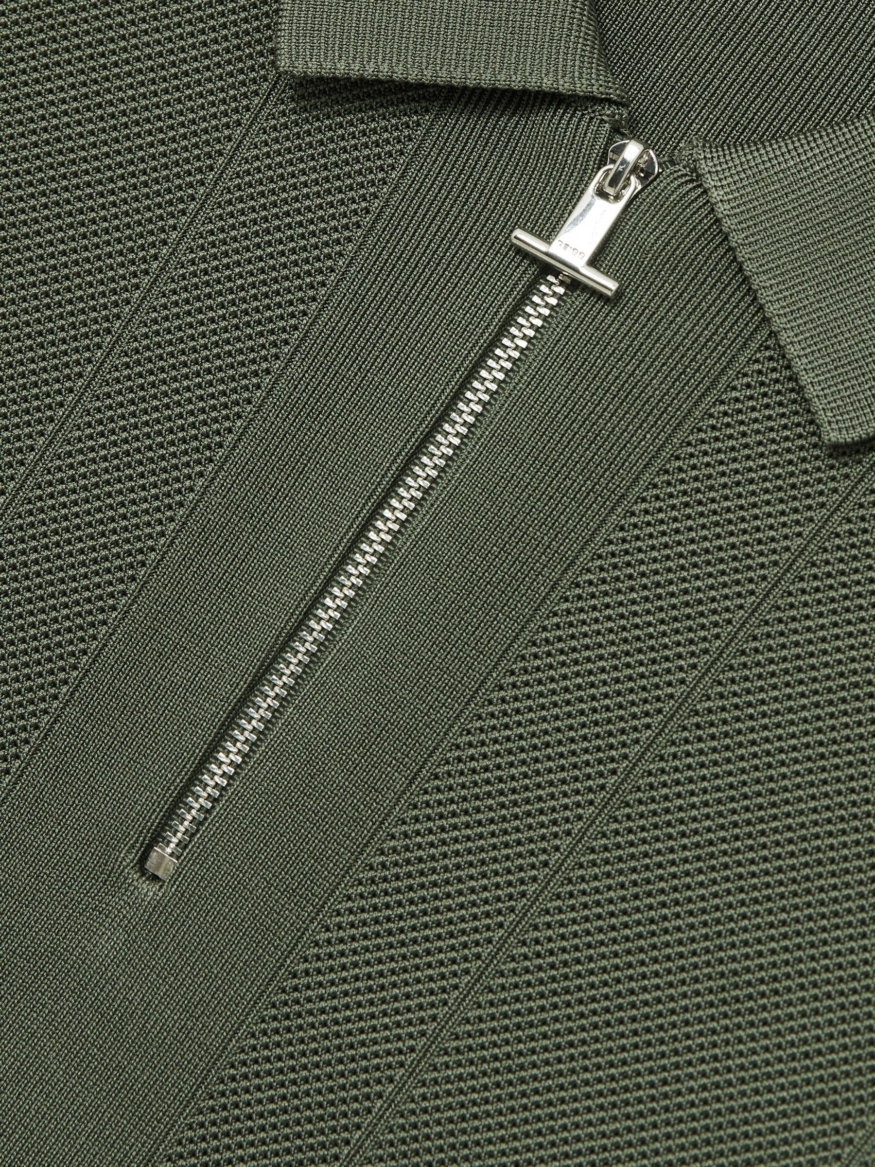 Half-Zip Textured-Knit Polo Shirt in Herb Green - Image 6 of 6
