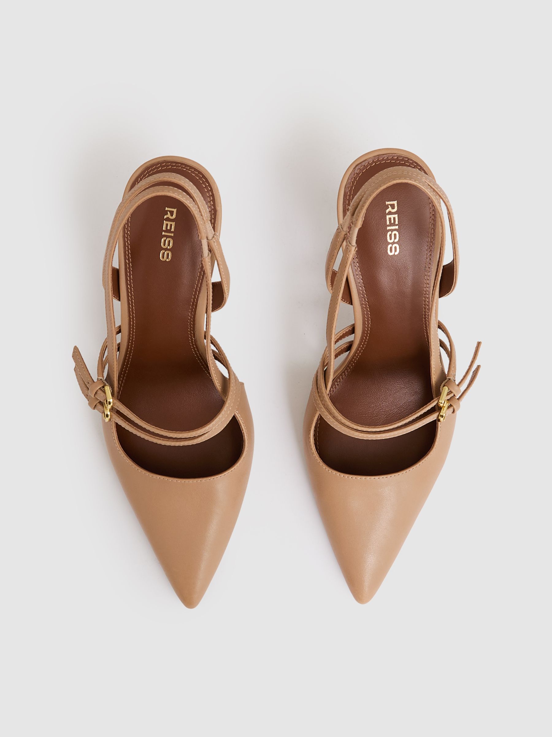 Leather Buckle-Strap Court Shoes in Neutral - Image 3 of 5