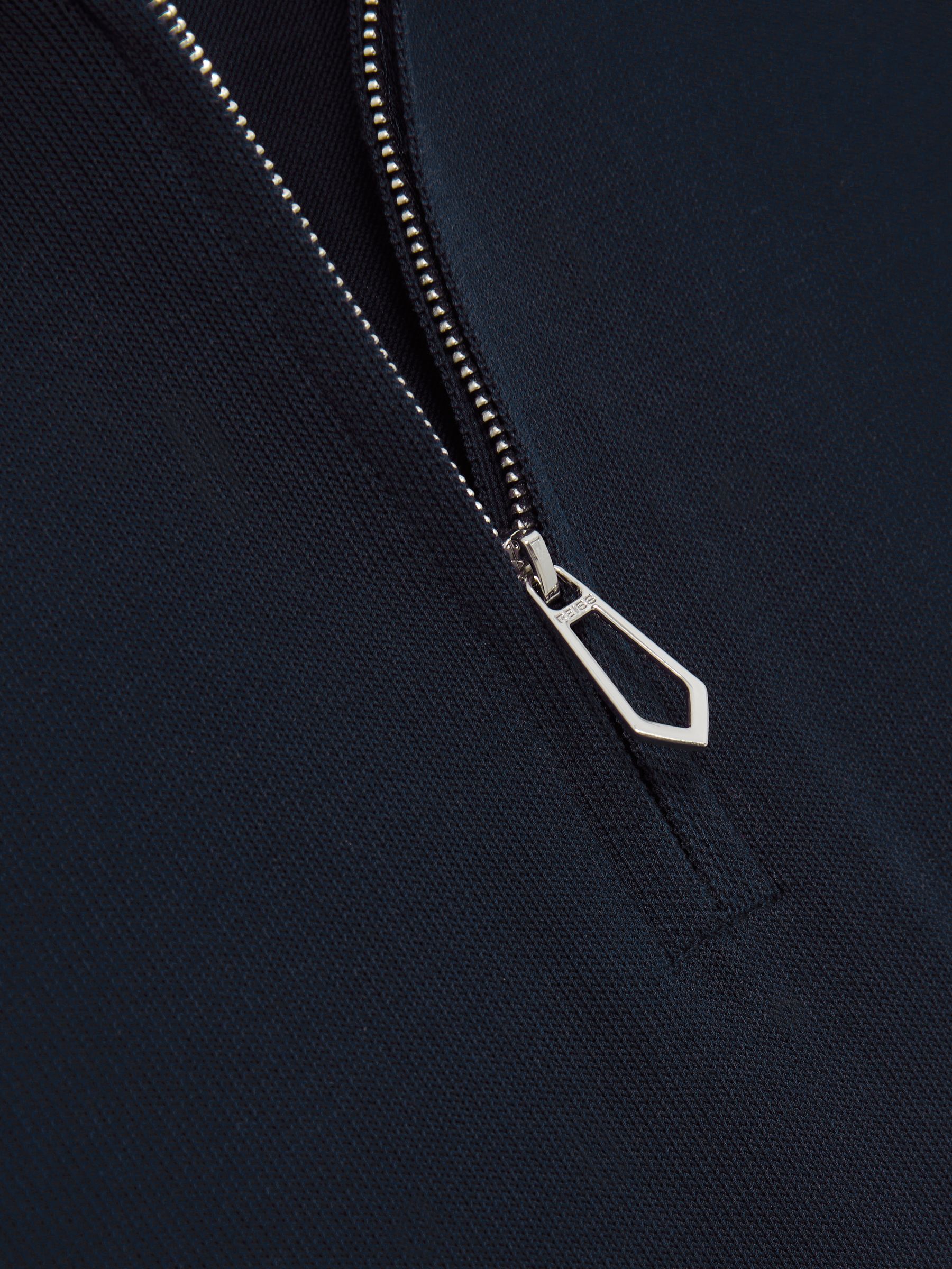 Cotton Half-Zip Knitted Polo Shirt in Navy - Image 6 of 6