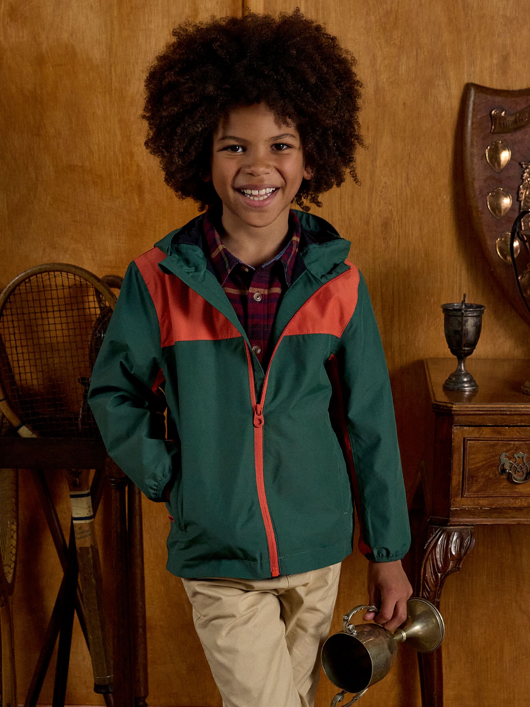 Kids' Ayston Green Colourblock Waterproof Fleece Lined Raincoat - Image 1 of 10