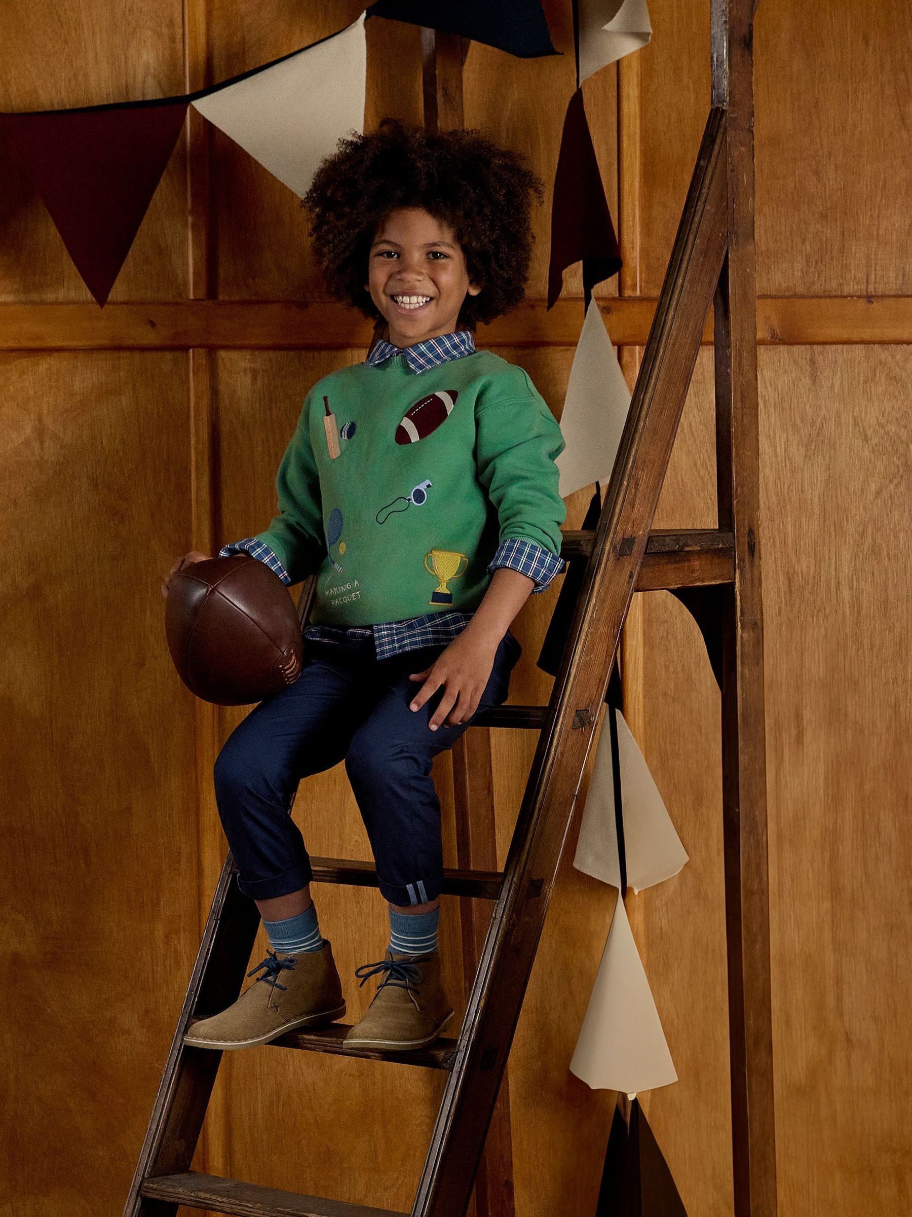 Boys' Green Sports Icons Applique Sweatshirt - Image 2 of 7