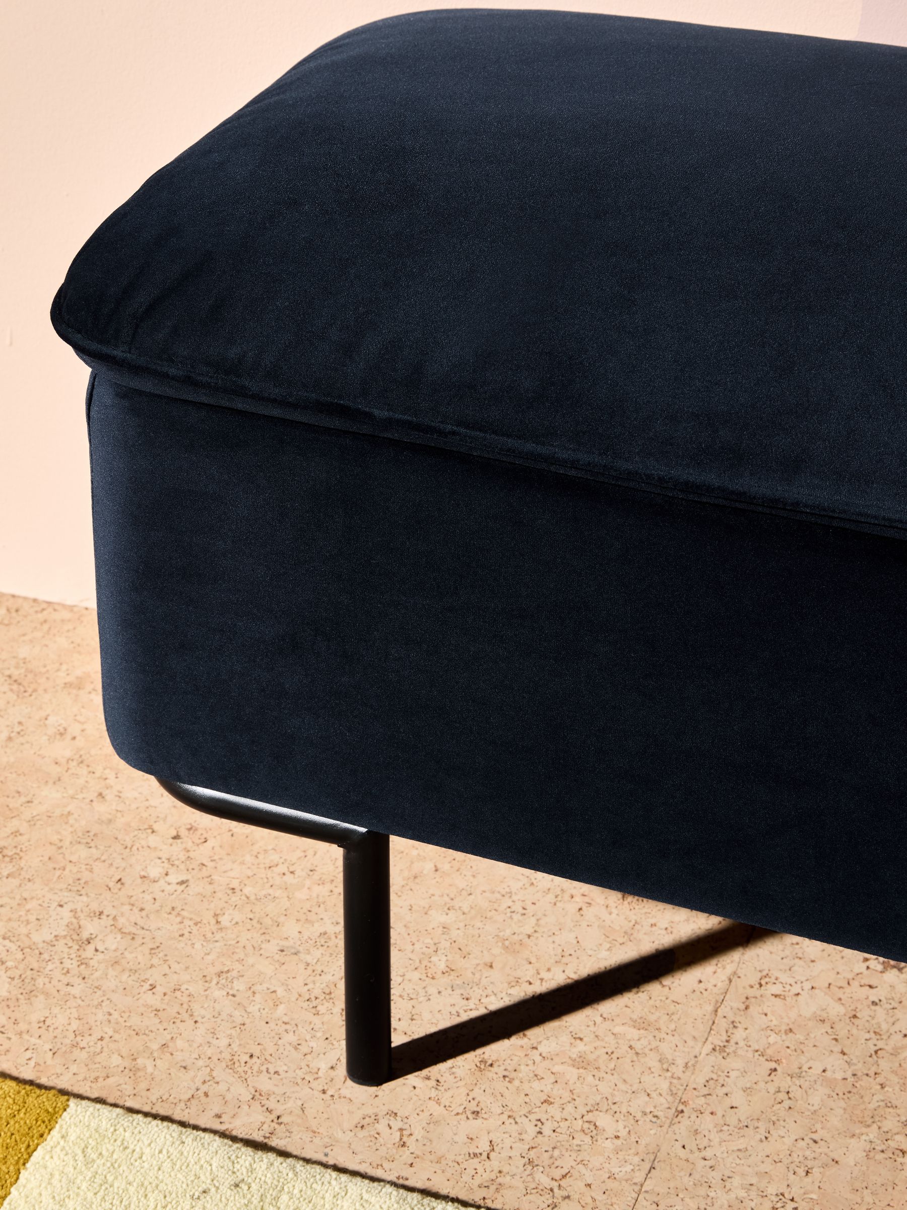Harlow Storage Ottoman Bench in Navy Blue Velvet - Image 2 of 6