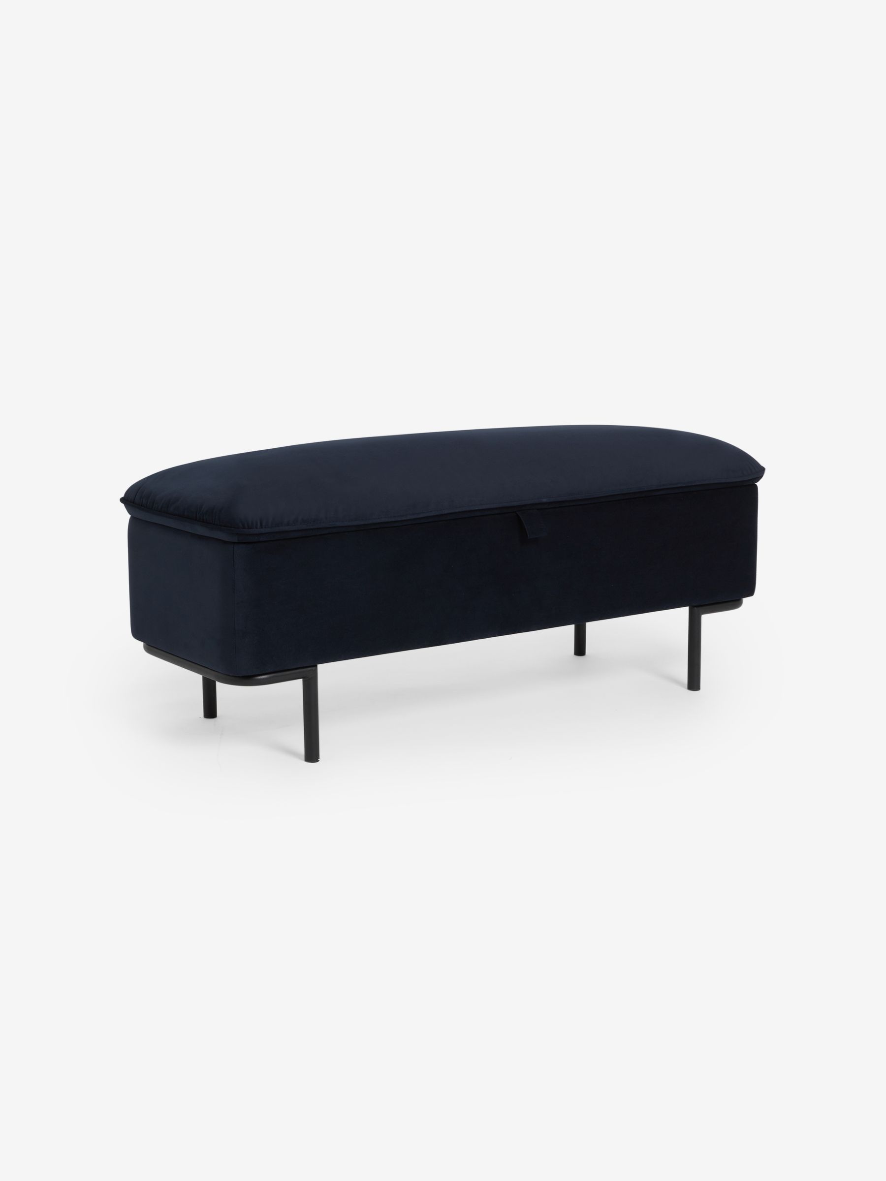 Harlow Storage Ottoman Bench in Navy Blue Velvet - Image 5 of 6