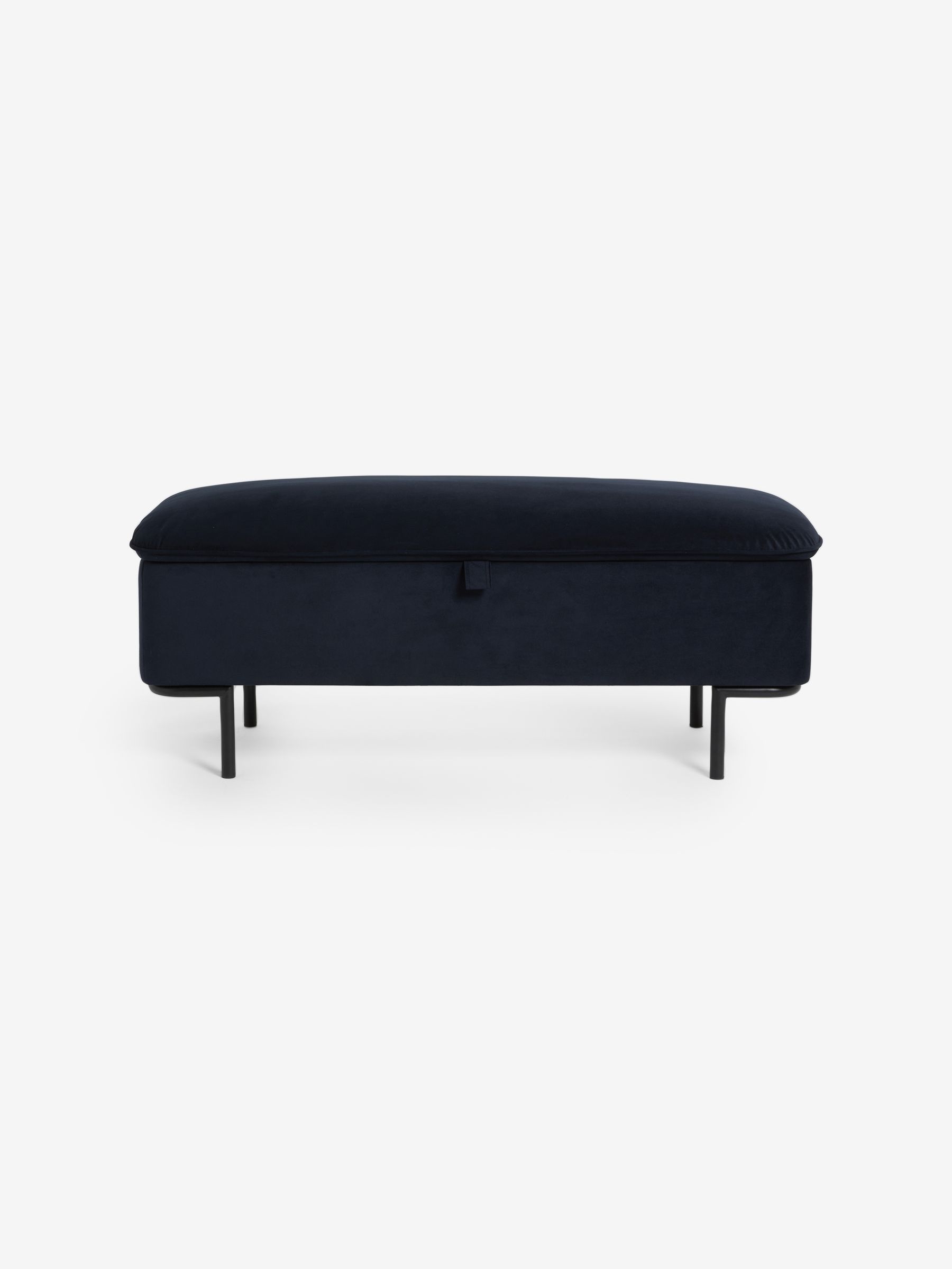 Harlow Storage Ottoman Bench in Navy Blue Velvet - Image 6 of 6