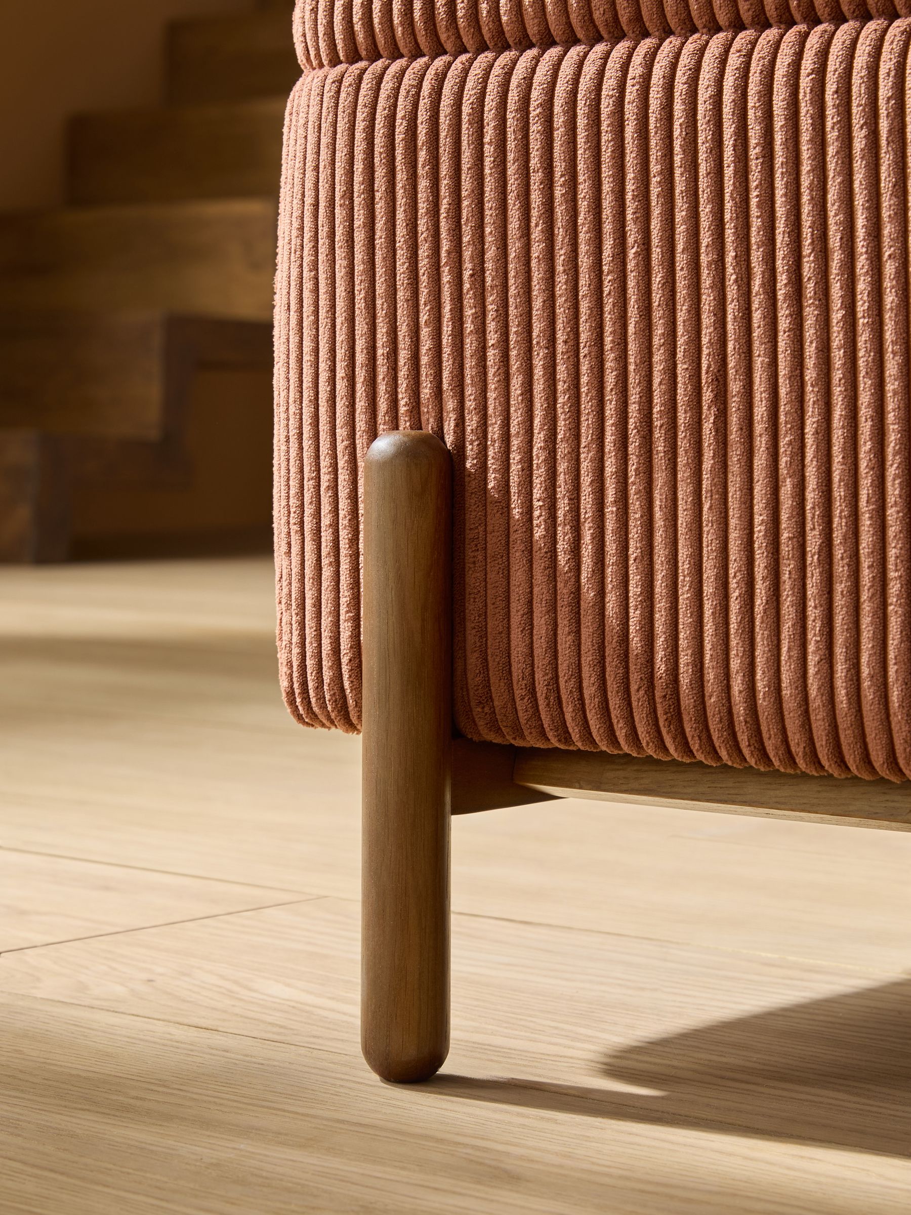 Asare Storage Ottoman Bench in Nutmeg Orange Corduroy - Image 2 of 5 Asare Storage Ottoman Bench in Nutmeg Orange Corduroy - Image 2 of 5