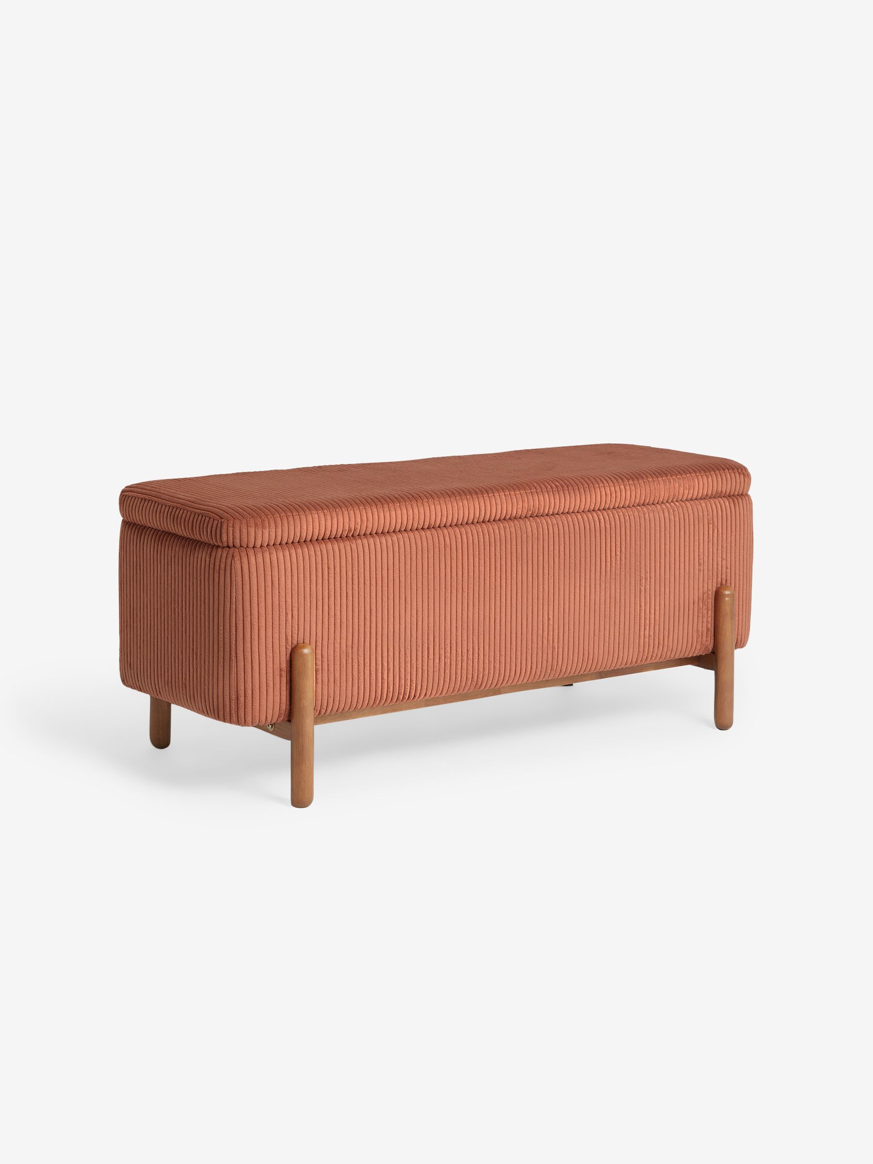 Asare Storage Ottoman Bench in Nutmeg Orange Corduroy - Image 4 of 5