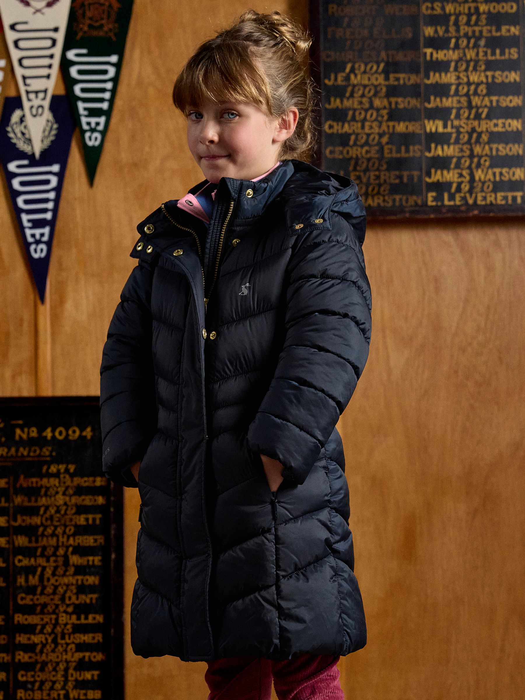 Girls' Pembury Navy Blue Showerproof Padded Coat - Image 1 of 7 Girls' Pembury Navy Blue Showerproof Padded Coat - Image 1 of 7