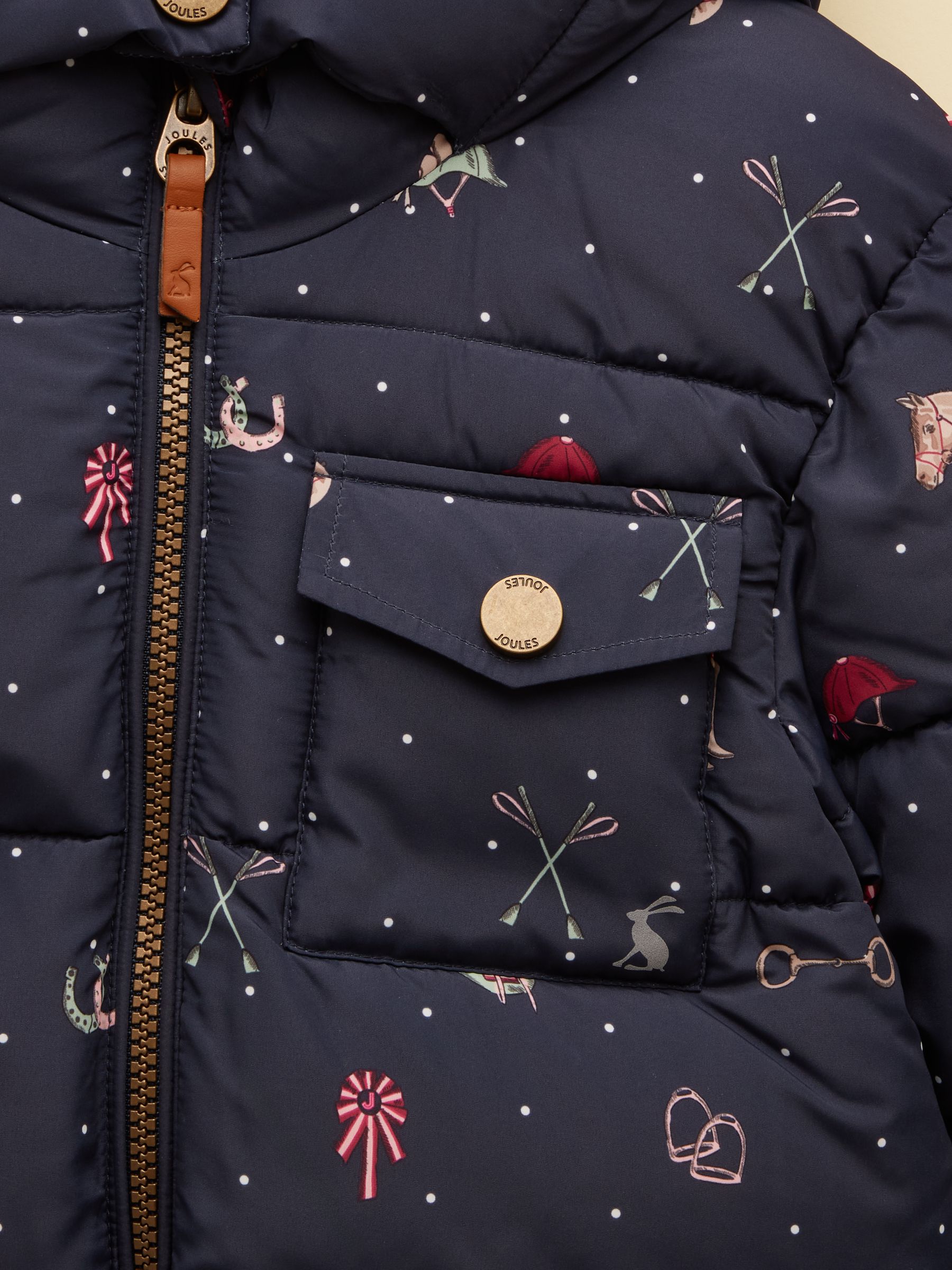 Girls' Emmeline Navy Horse Showerproof Padded Coat - Image 3 of 4