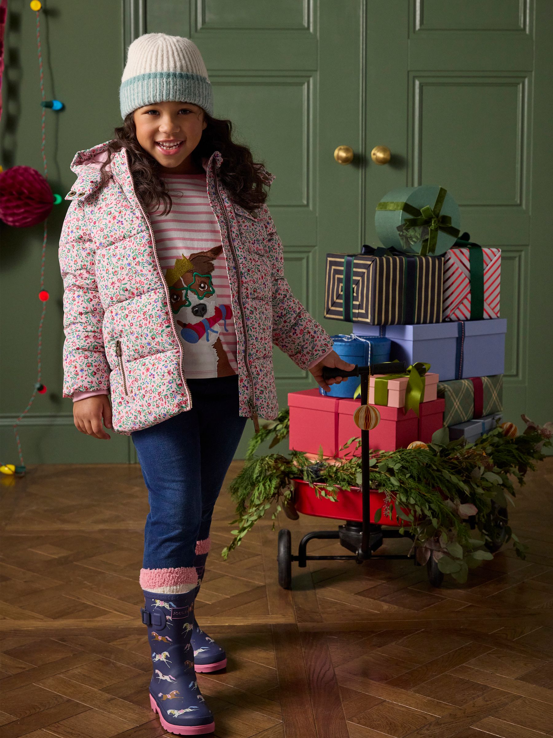 Girls' Emmeline Pink Ditsy Showerproof Padded Coat - Image 2 of 7