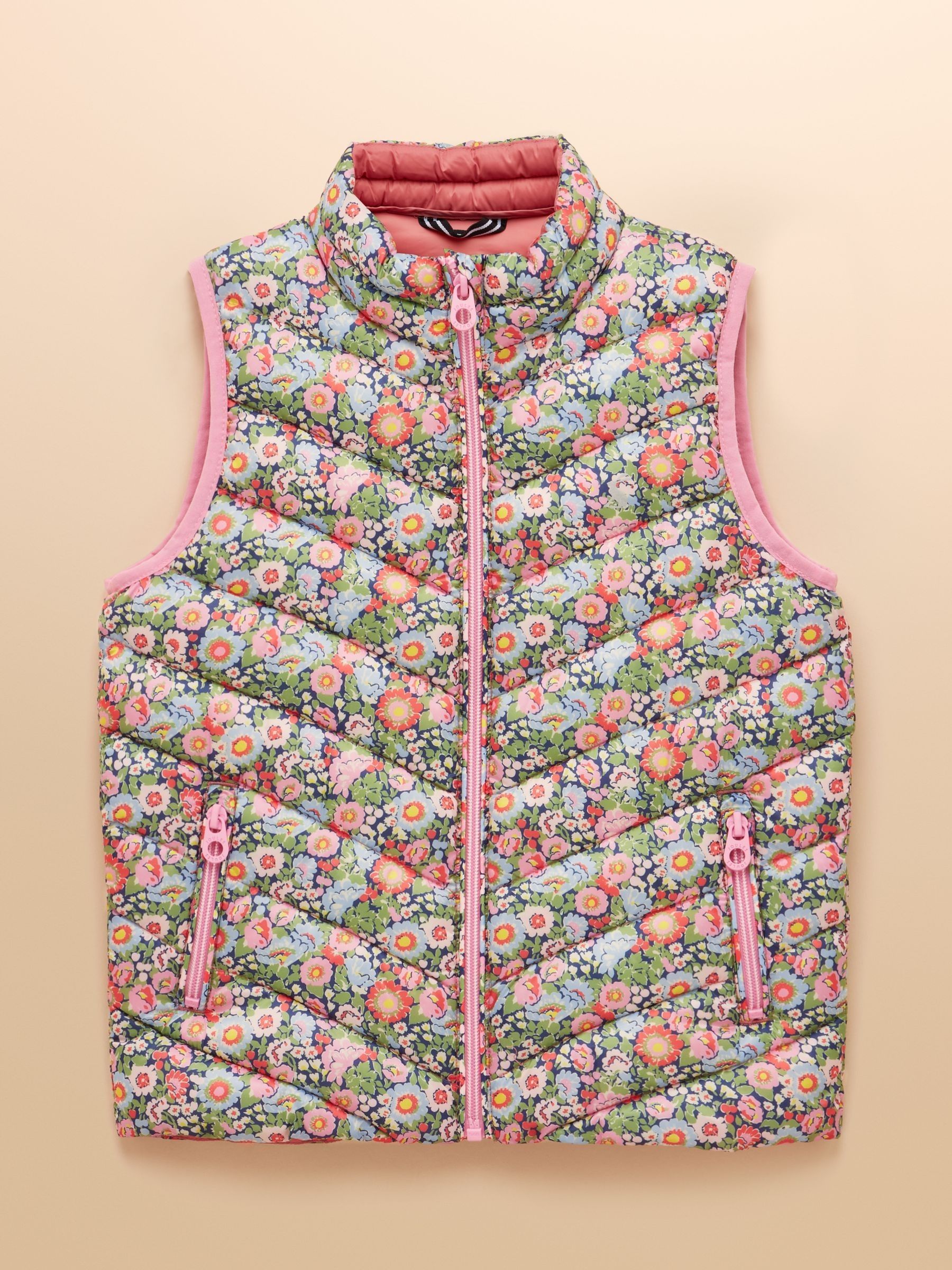 Girls' Crofton Multi Floral Showerproof Padded Gilet - Image 4 of 6