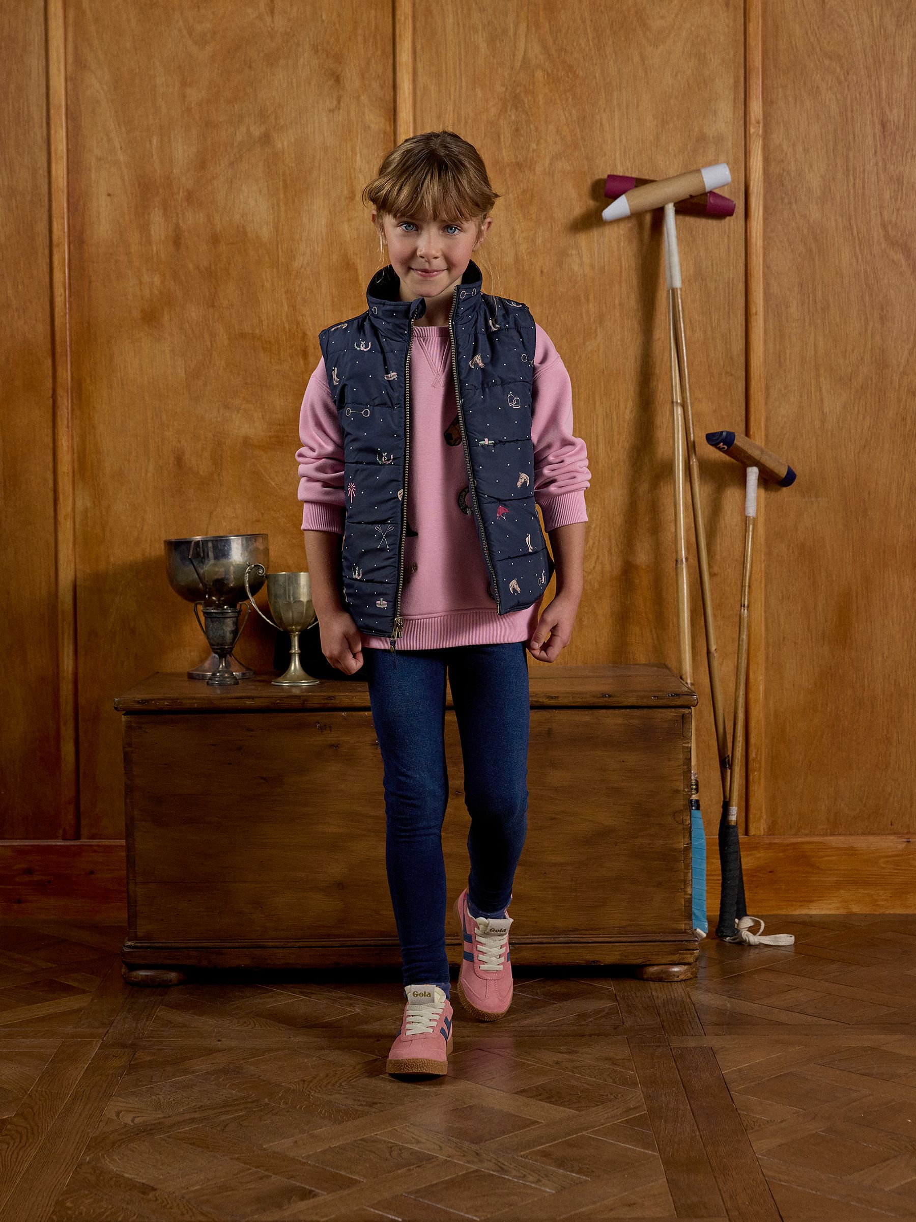 Girls' Atwell Navy Horse Reversible Showerproof Gilet - Image 4 of 9