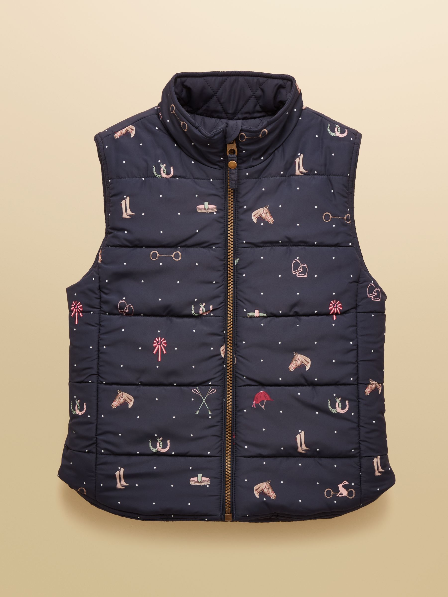 Girls' Atwell Navy Horse Reversible Showerproof Gilet - Image 5 of 9