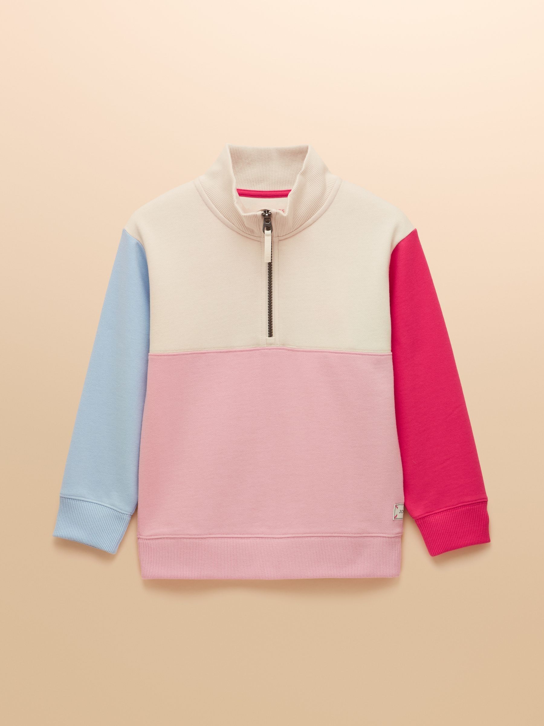 Girls' Elliot Pink Colourblock Colourblock Quarter Zip Sweatshirt - Image 1 of 5