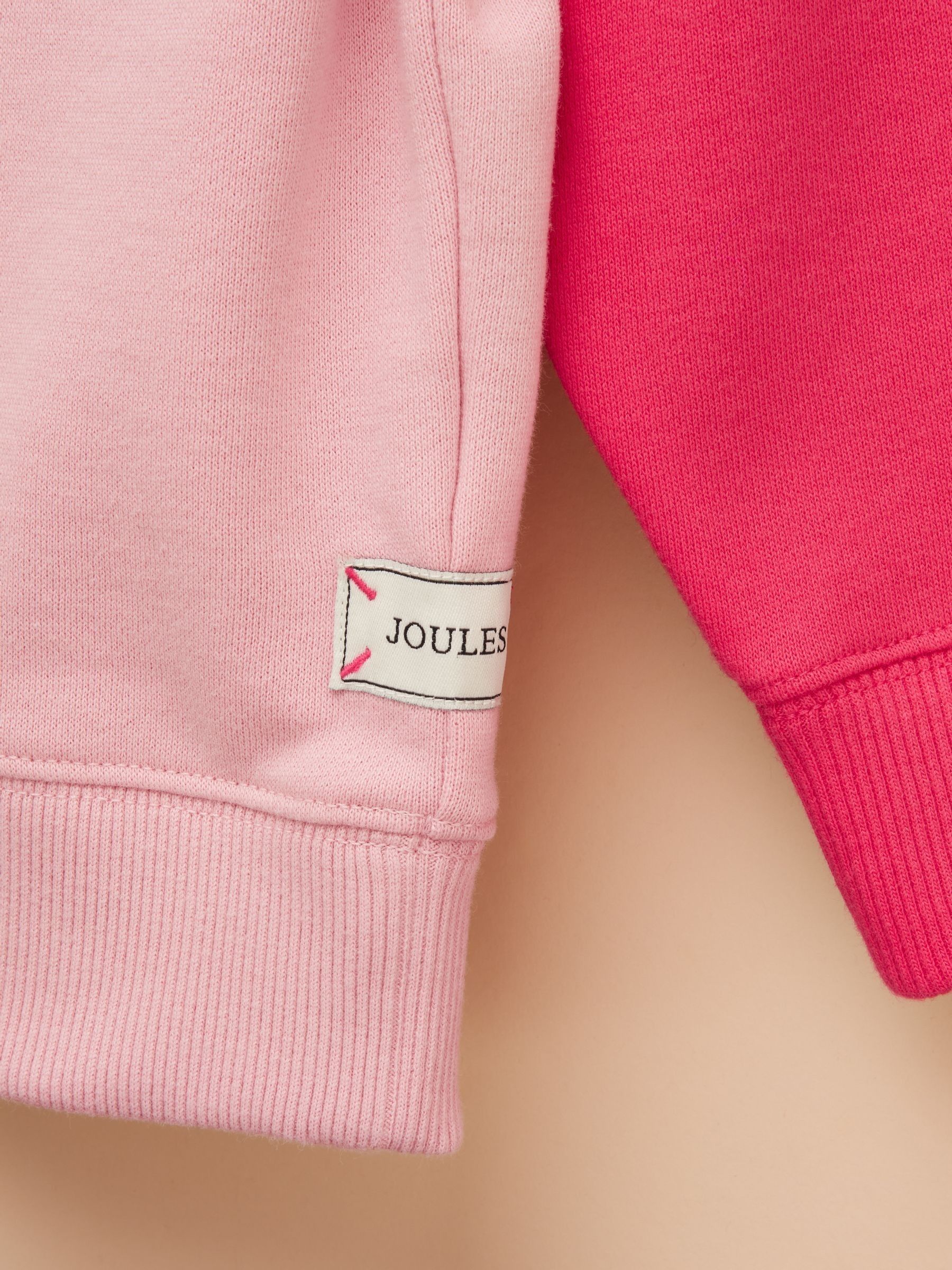 Girls' Elliot Pink Colourblock Colourblock Quarter Zip Sweatshirt - Image 3 of 5