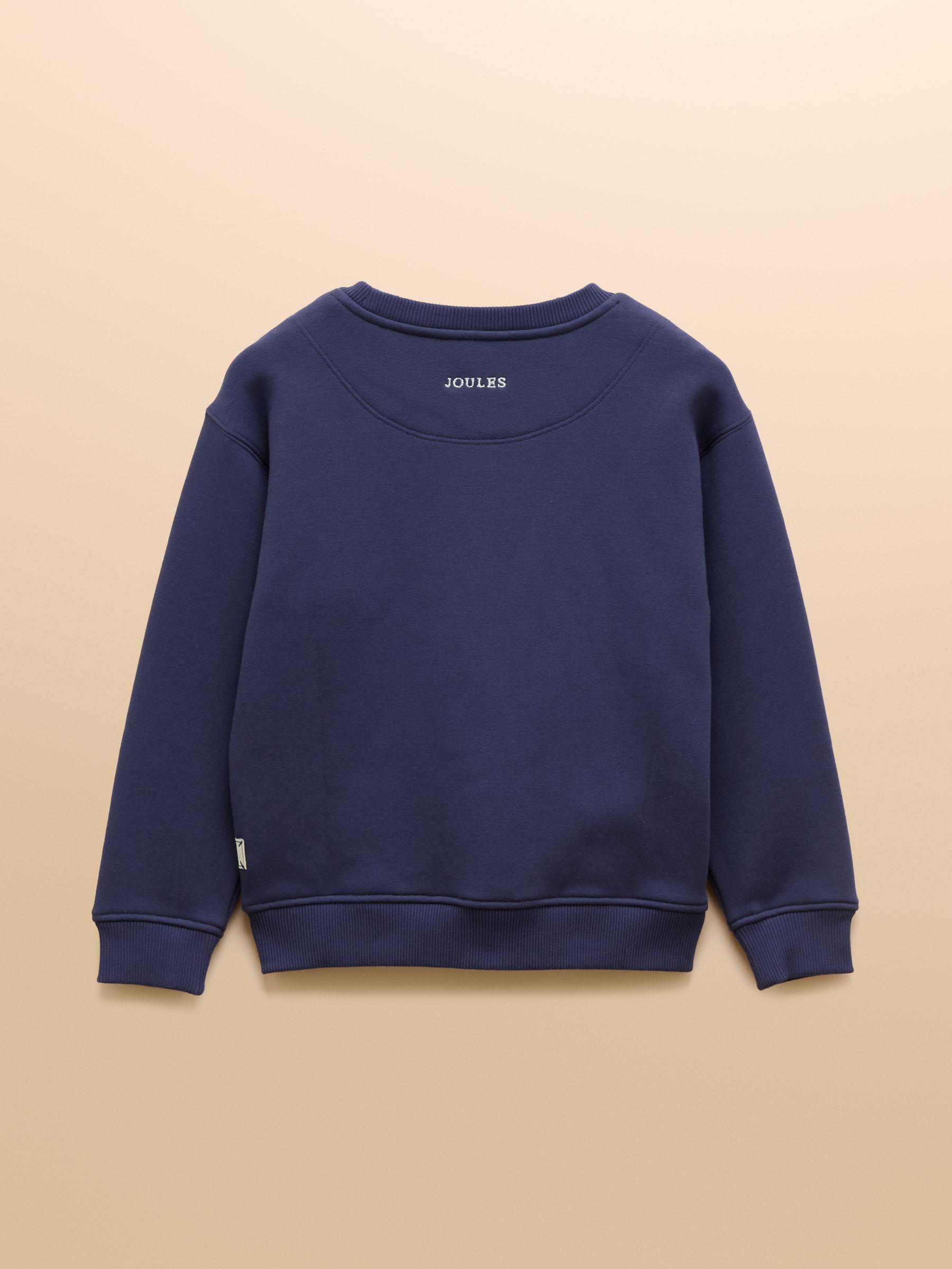 Girls' Mackenzie Navy Horse Embroidered Artwork Sweatshirt With Faux Faur Lining - Image 2 of 5