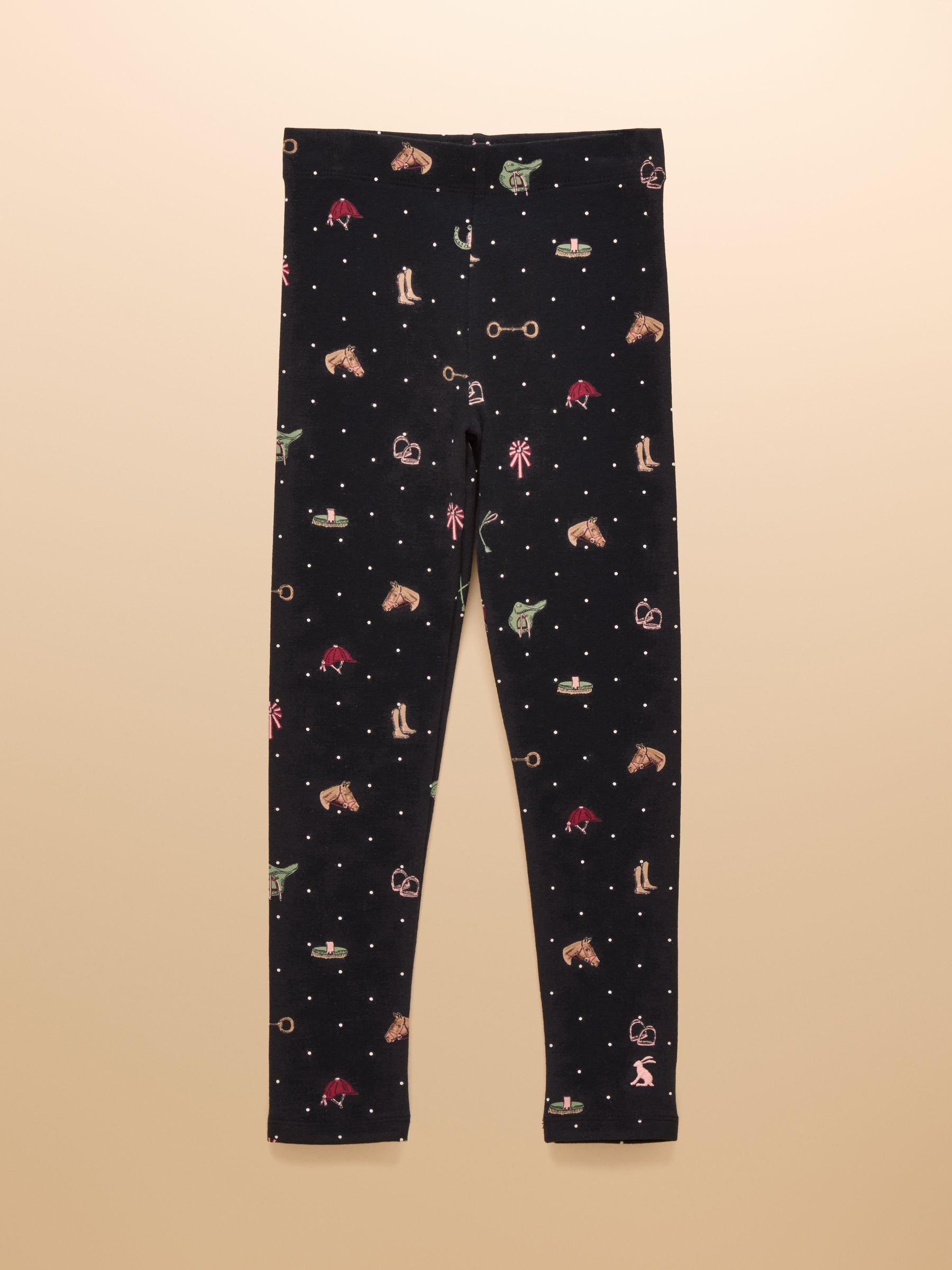 Girls' Deedee Navy Horse Jersey Leggings - Image 1 of 4
