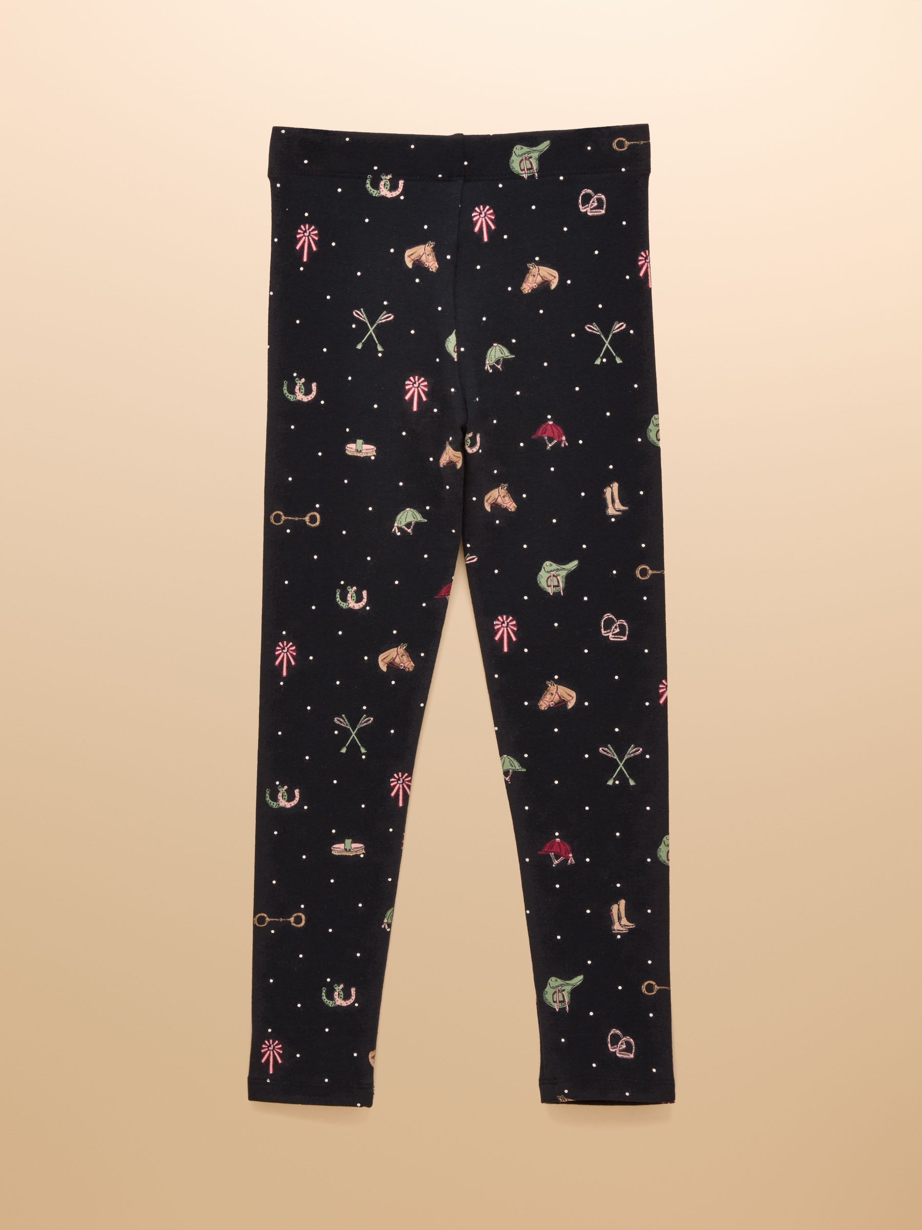 Girls' Deedee Navy Horse Jersey Leggings - Image 2 of 4