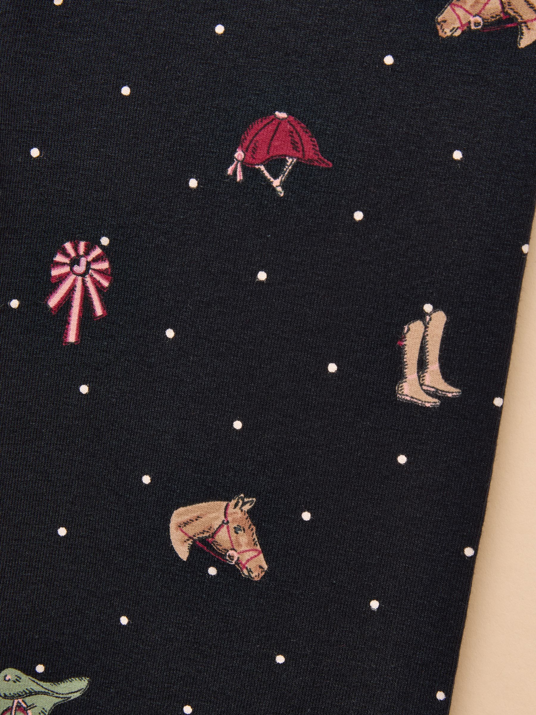 Girls' Deedee Navy Horse Jersey Leggings - Image 4 of 4