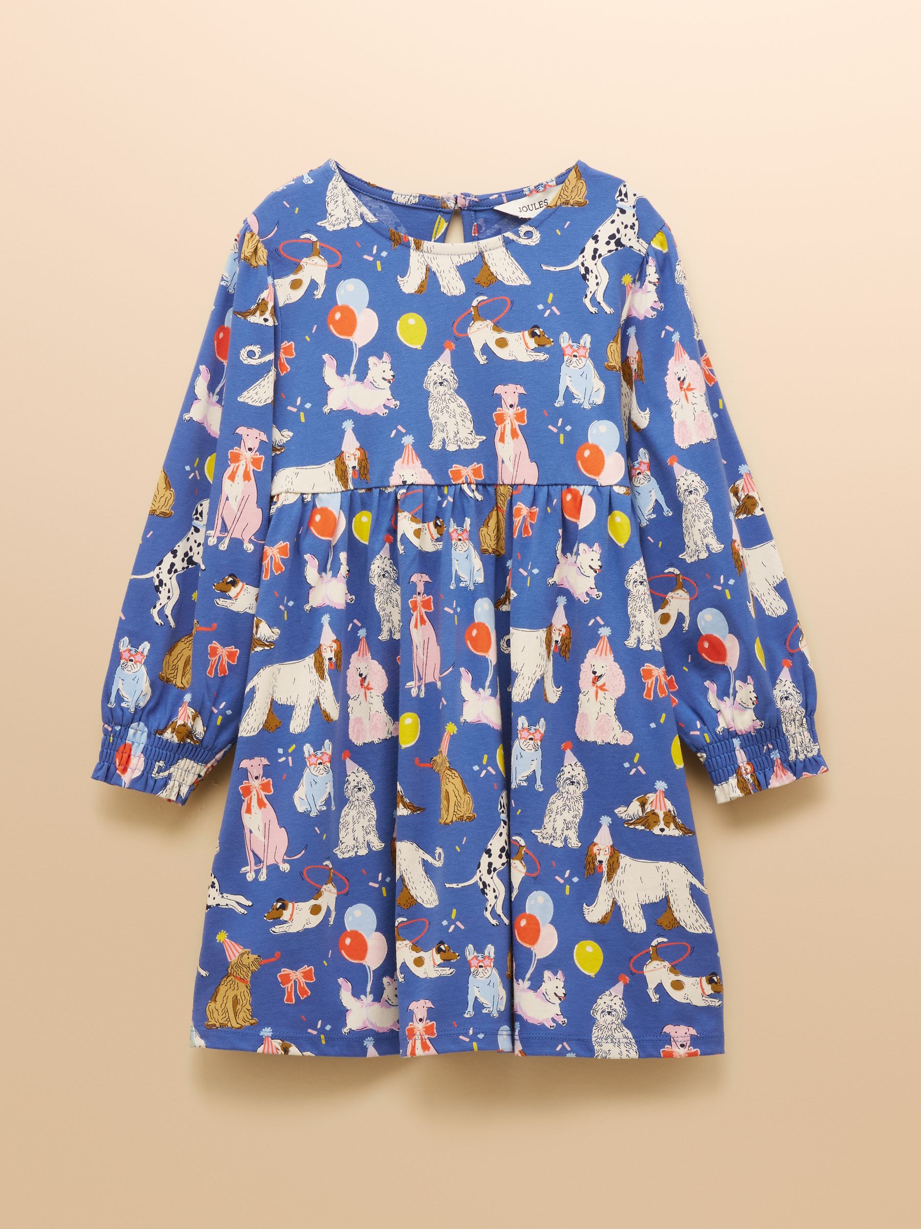 Girls' Hampton Blue Dog Long Sleeve Jersey Dress - Image 1 of 7