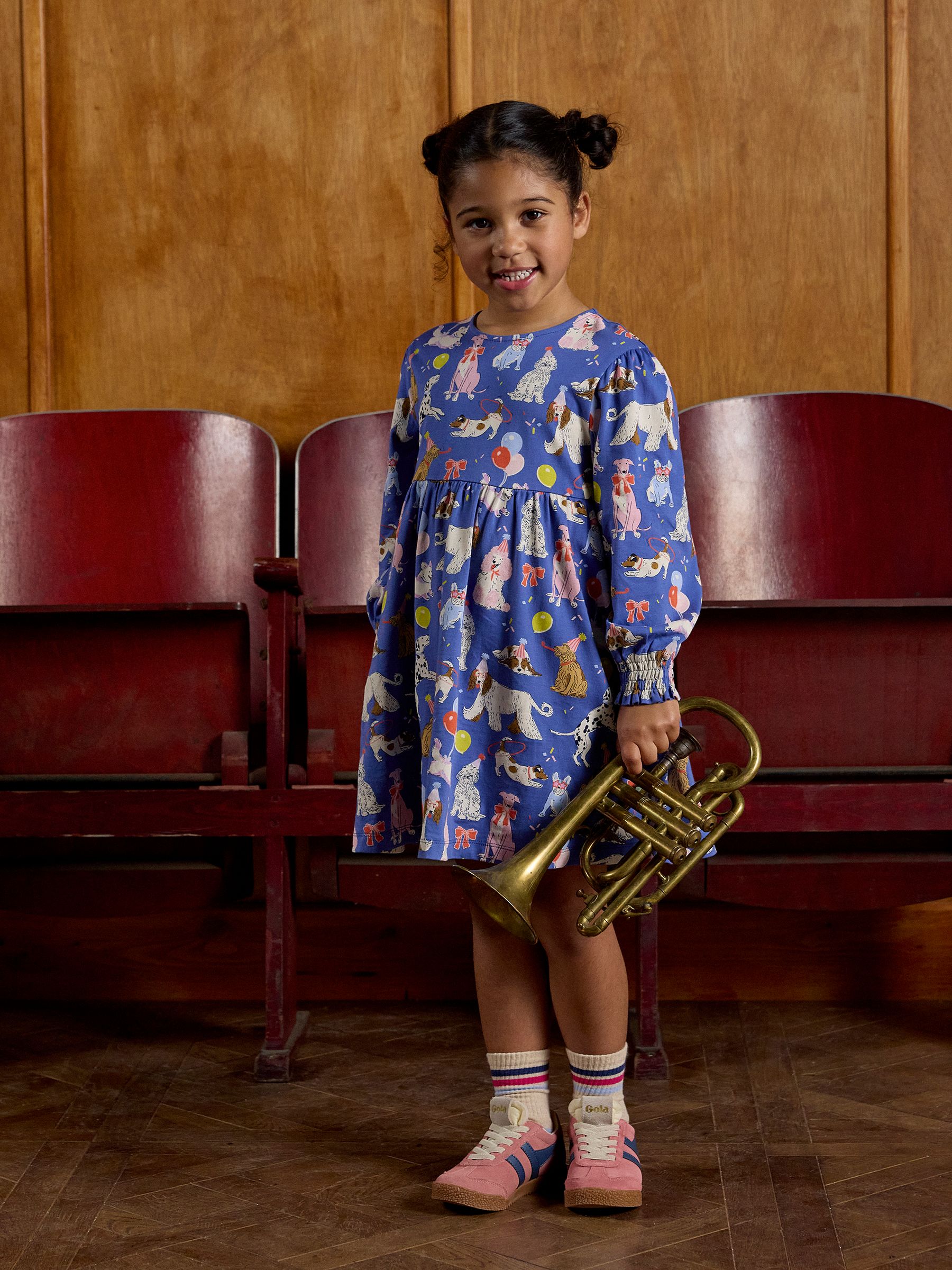 Girls' Hampton Blue Dog Long Sleeve Jersey Dress - Image 3 of 7