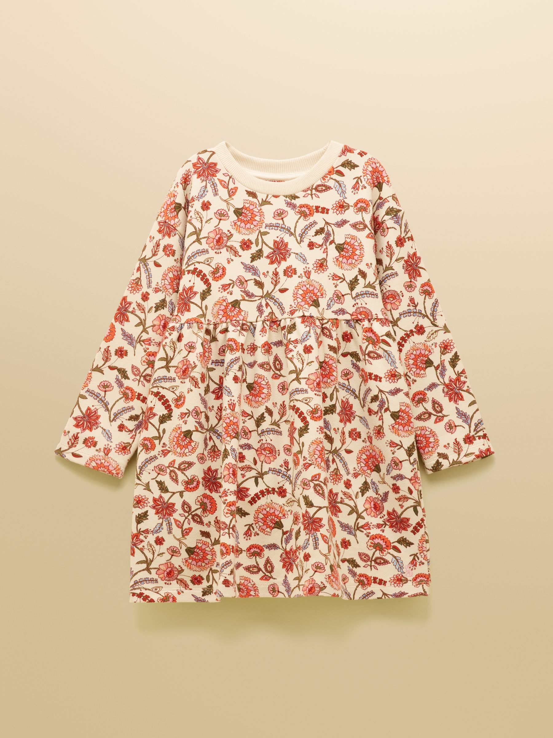 Girls' Emma Cream Floral Long Sleeve Sweater Dress - Image 1 of 5